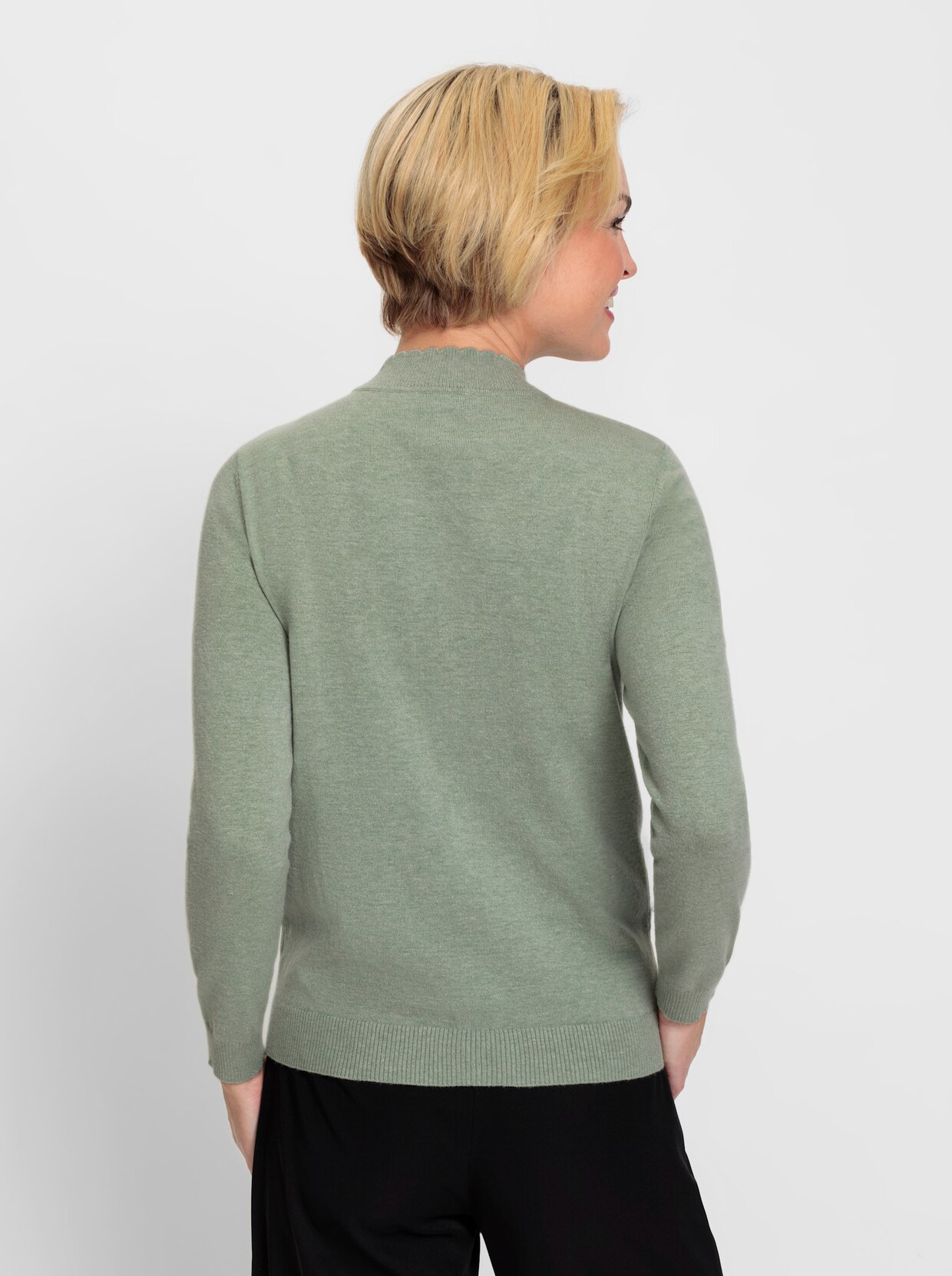 Stehkragenpullover - eucalyptus-meliert