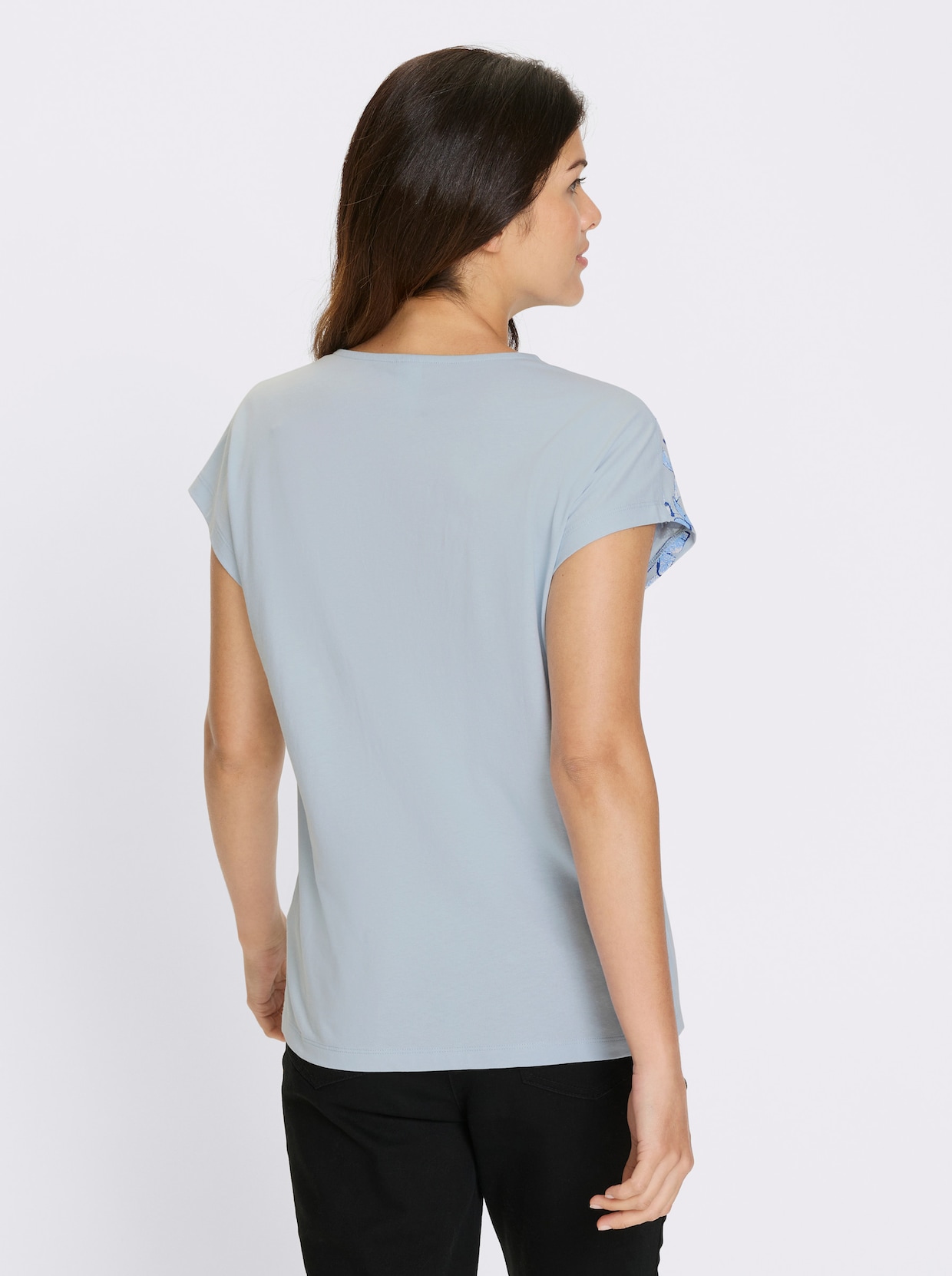 Kurzarmshirt - hellblau-royalblau