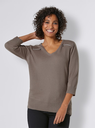 CREATION L PREMIUM Kaschmir-Merino-Pullover - taupe