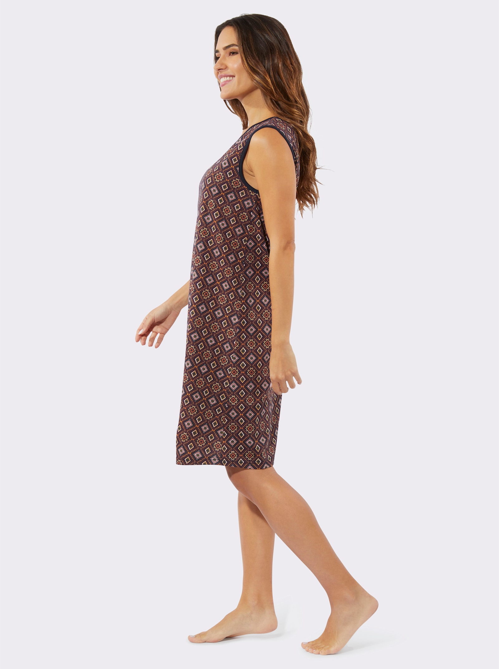 Nachthemd met grafische print - marine/apricot bedrukt