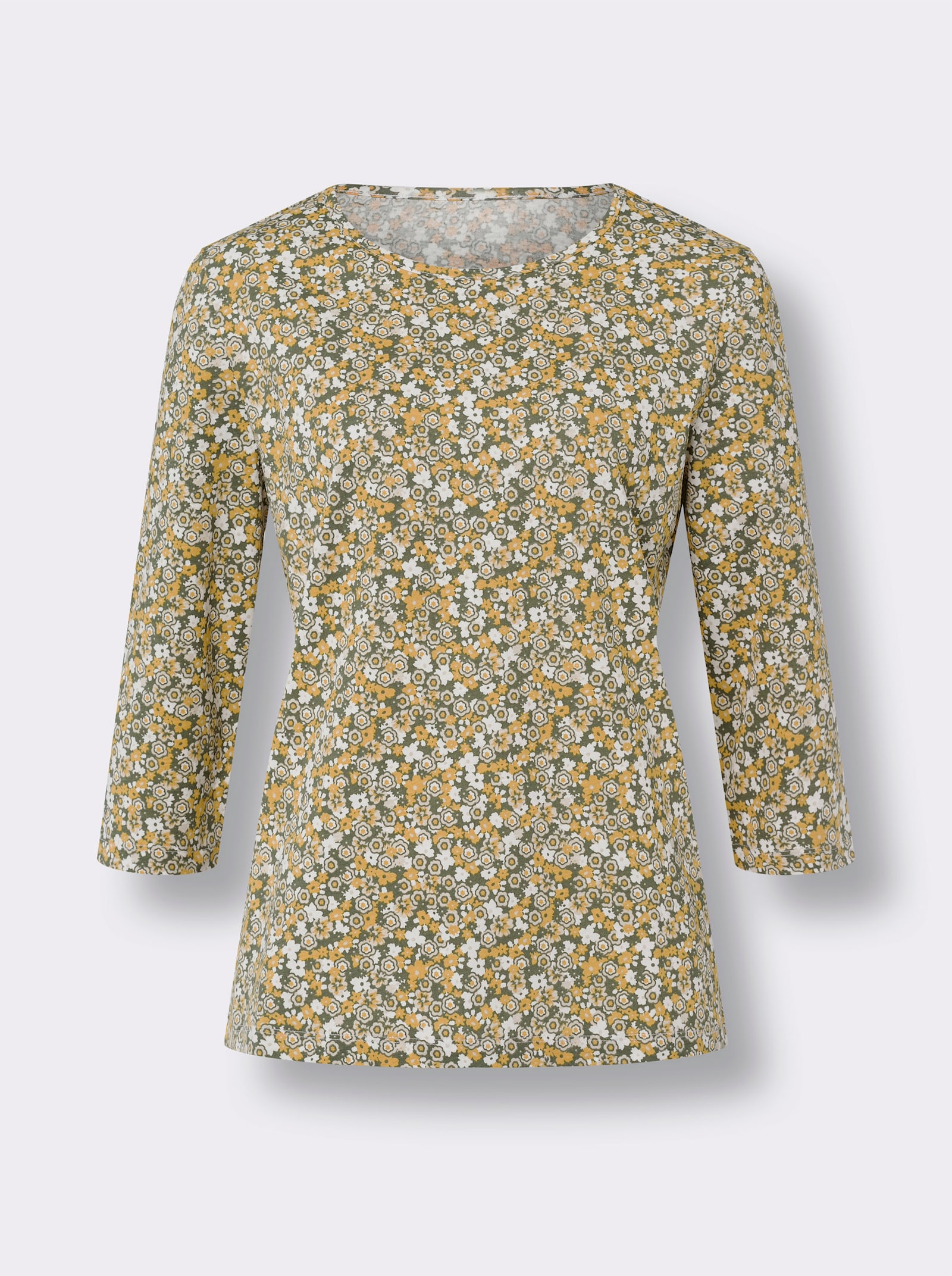 3/4-Arm-Shirt mit Millefleurs-Muster - khaki-ocker-bedruckt