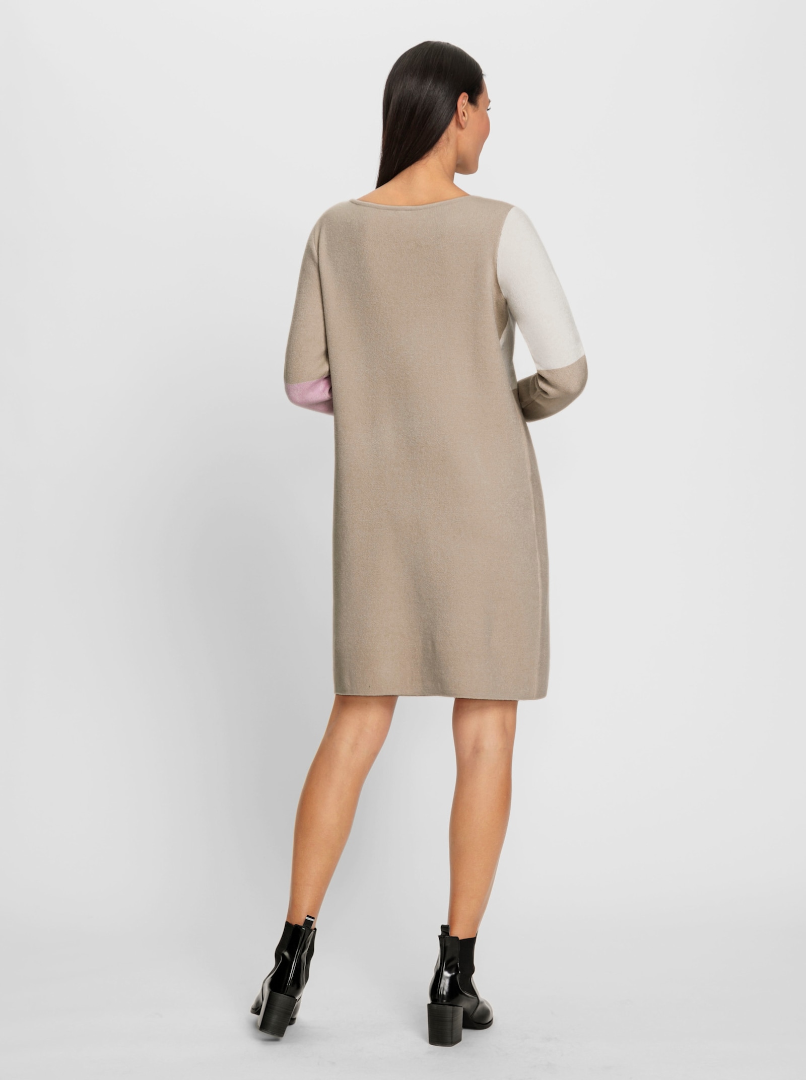 heine Strickkleid in Colour-Blocking-Dessin - beige-ecru-gemustert