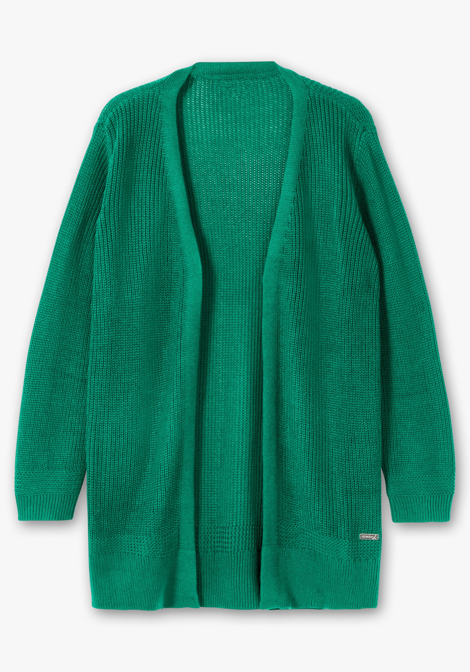 Longstrickjacke in passformgerechter Verarbeitung - grün