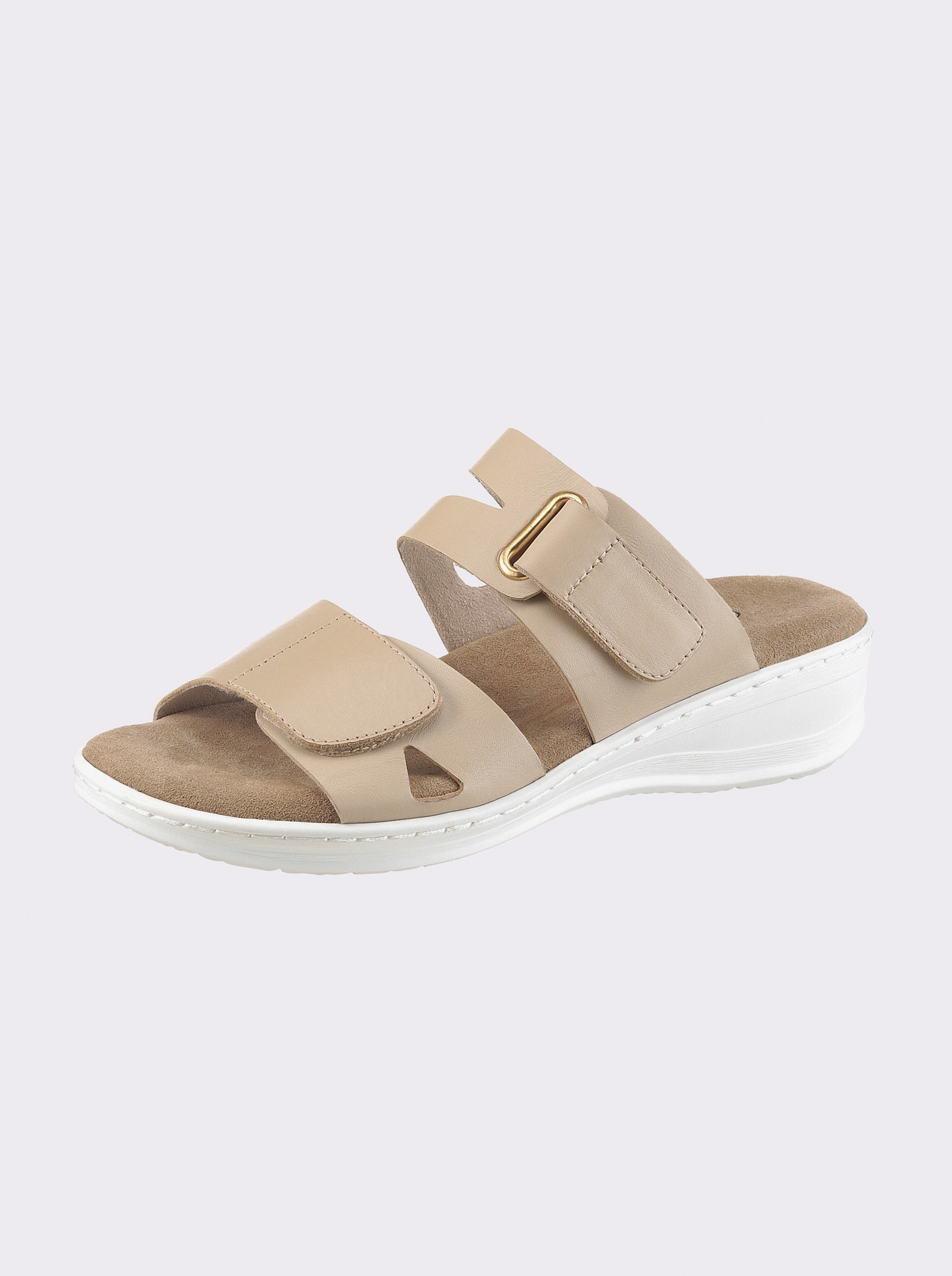 airsoft modern+ Slipper met klittenbandsluitingen om de wijdte te regelen - beige