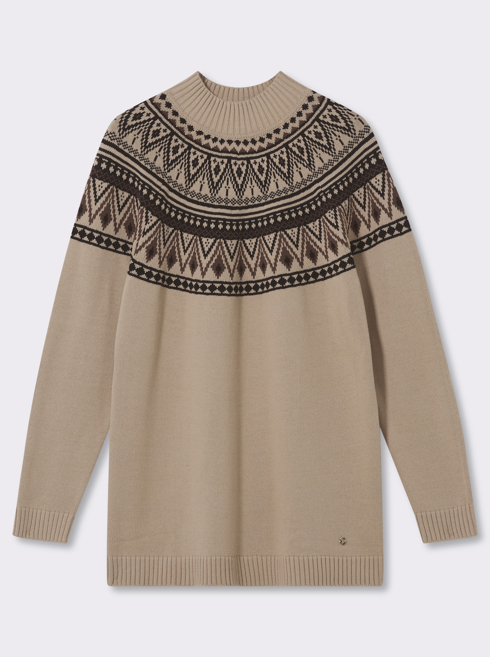 sheego Jacquardpullover im Norweger-Stil - beige-schoko-gemustert