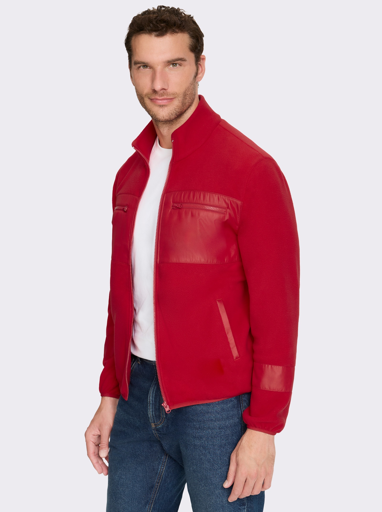 Marco Donati Fleecejack met 4 zakken - rood