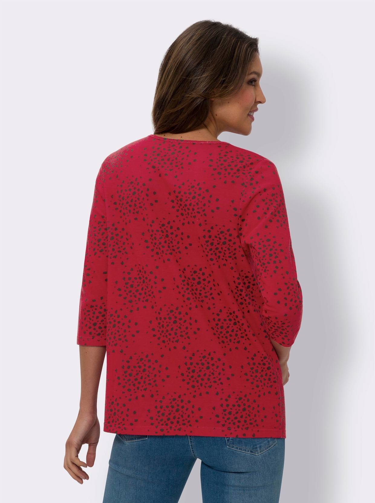 Shirt met 3/4-mouw - rood/zwart geprint