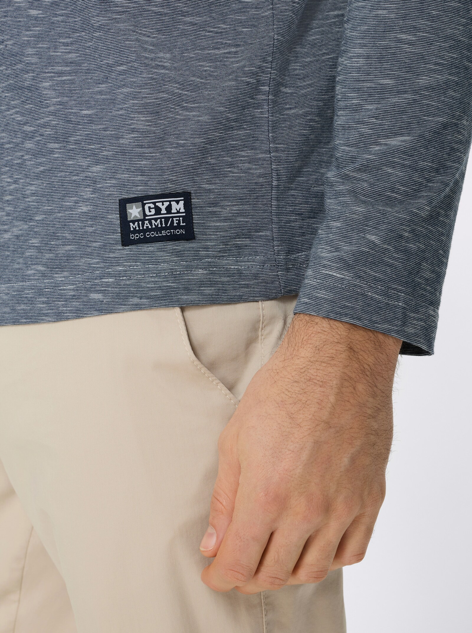 Catamaran Langarmshirt in Melange-Optik - dunkelblau-meliert