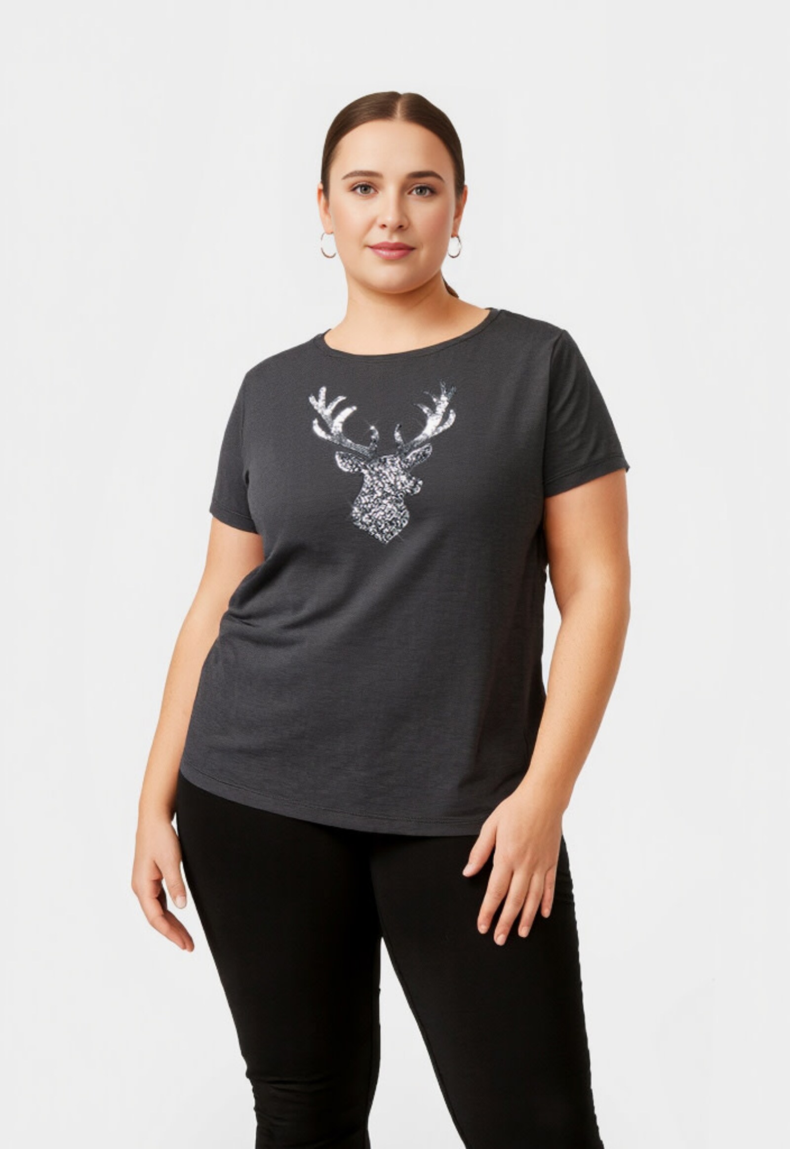 ONLY CARMAKOMA Kurzarmshirt - magnet detail:moose front print