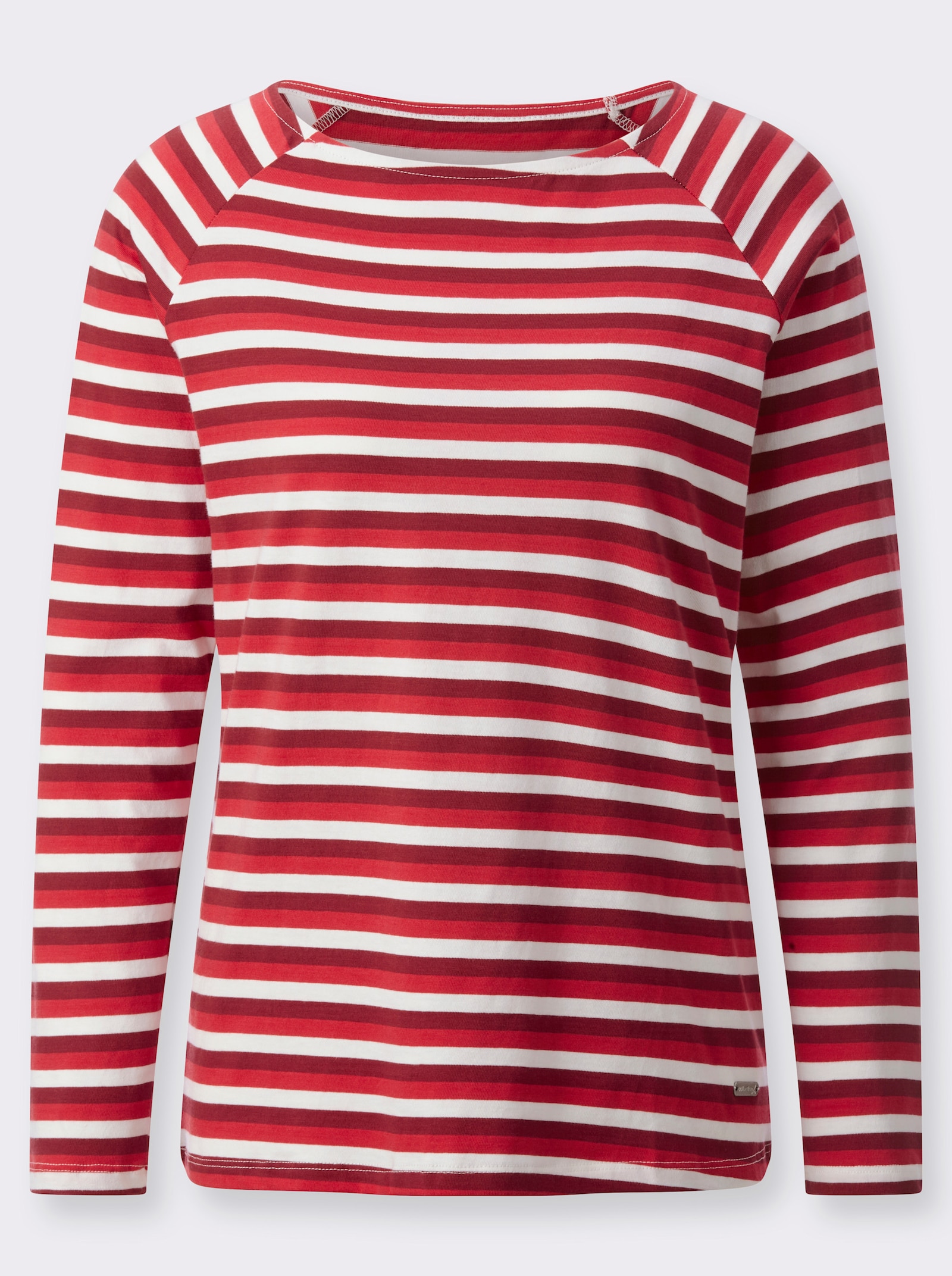 Streepjesshirt met raglanmouwen - rood gestreept