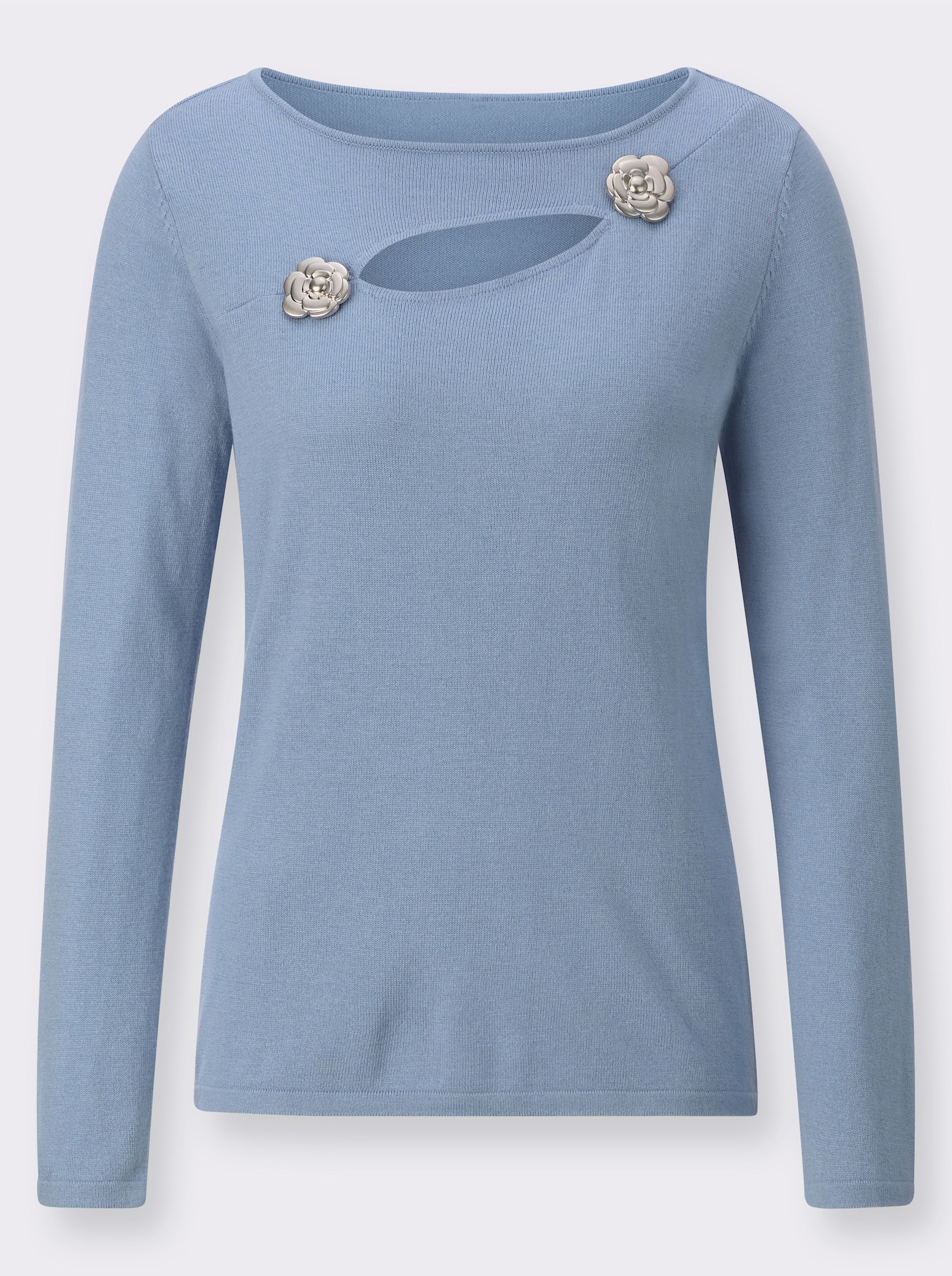 Feinstrickpullover mit Cut-Out - bleu