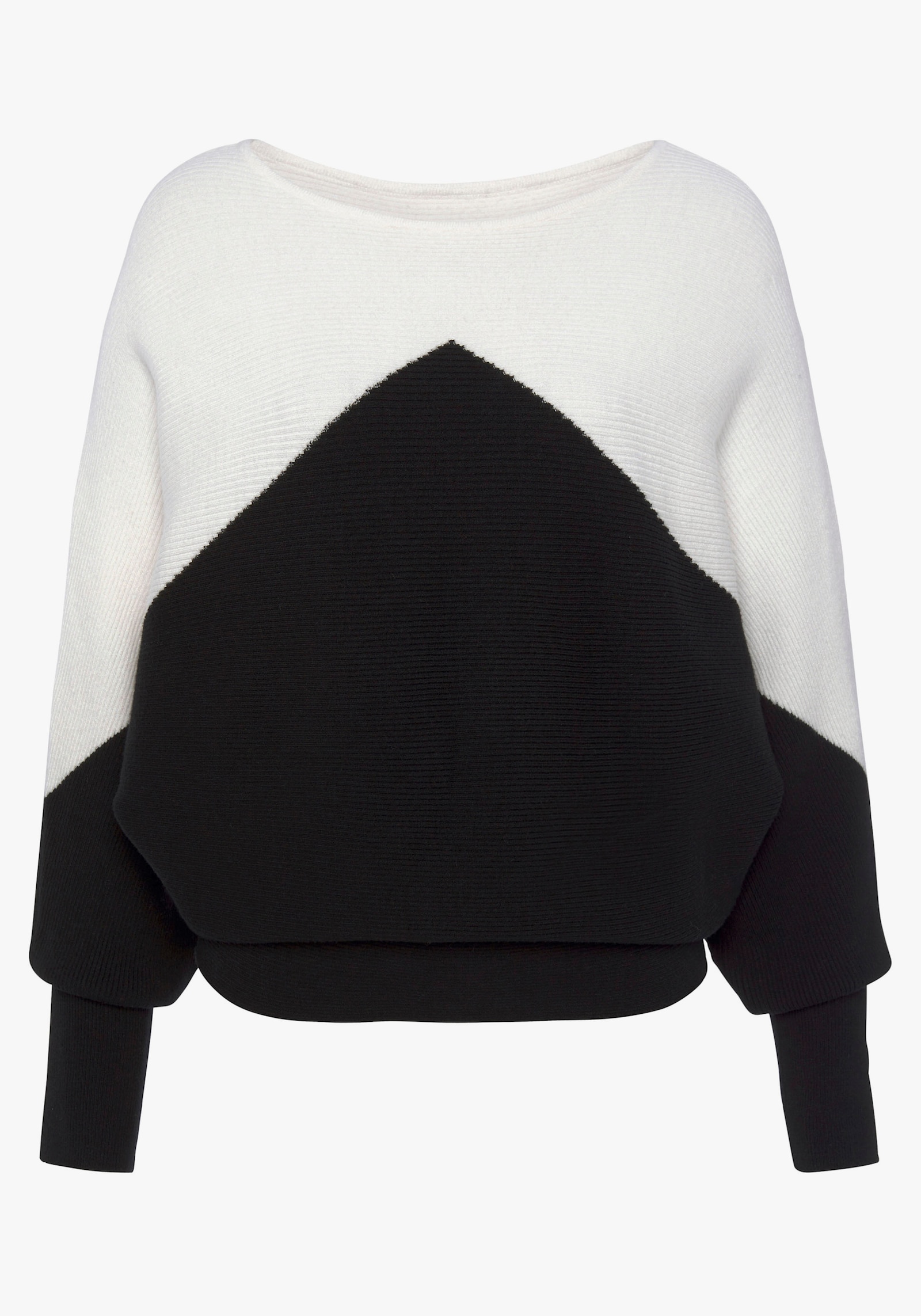 LASCANA Gebreide pullover - wit/zwart