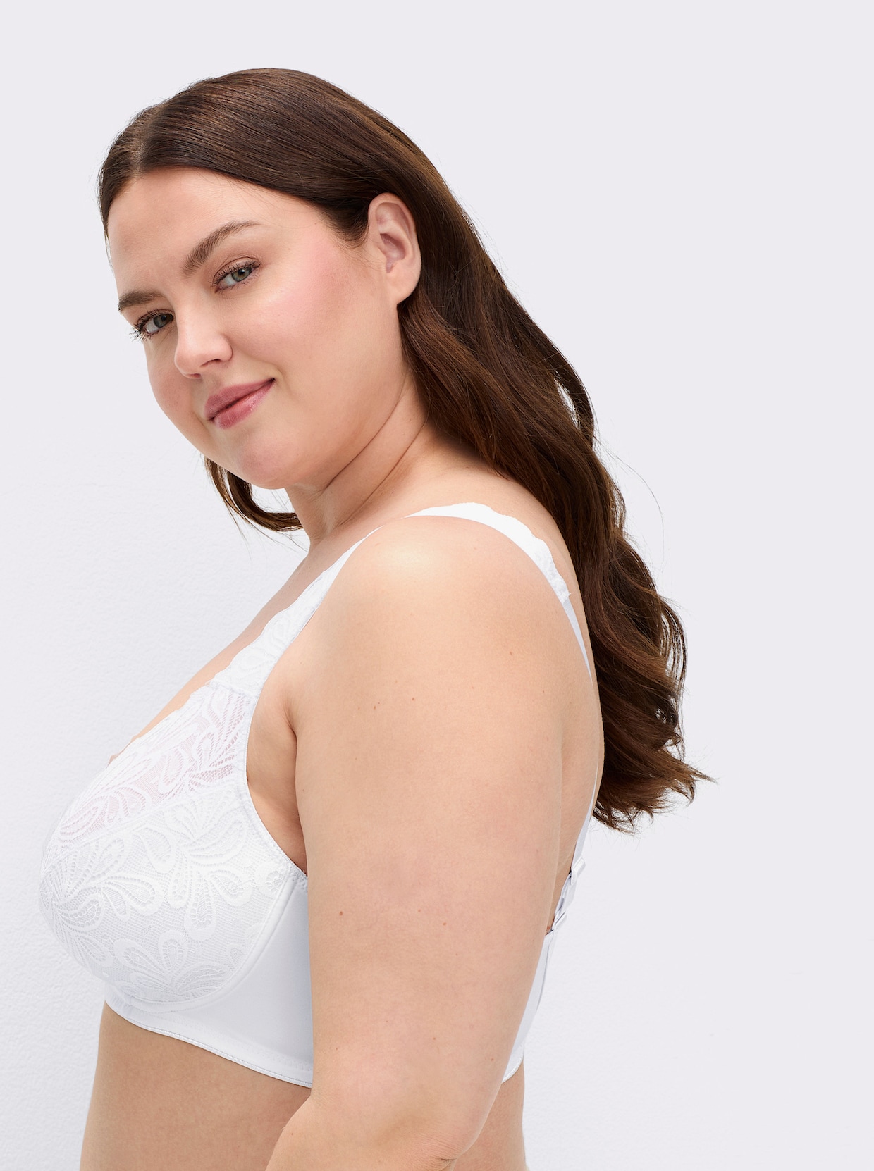wäschepur Komfort-BH ohne Bügel mit Spitzen-Verzierung - weiß