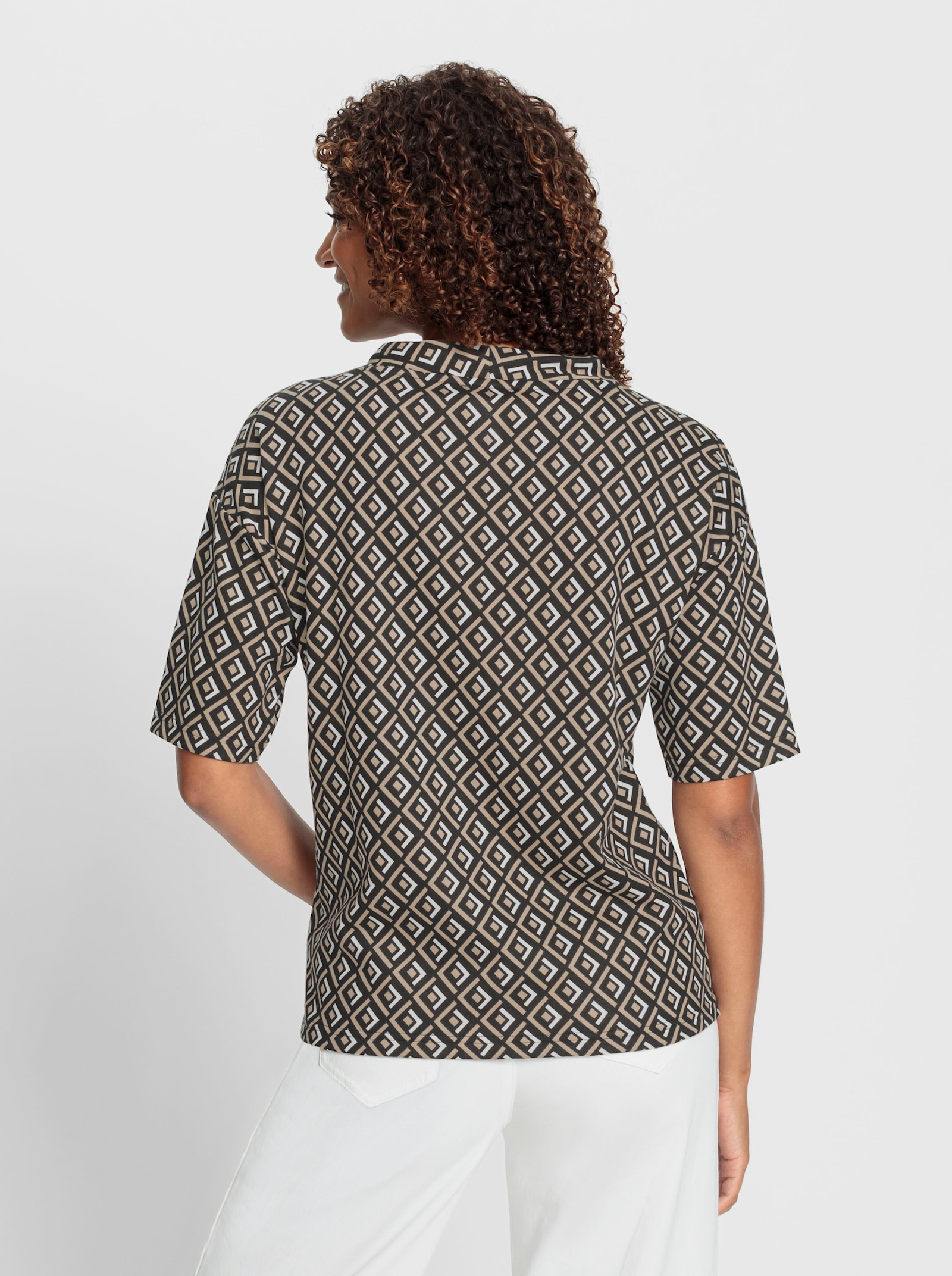 Bedrukt sweatshirt - beige/zwart geprint