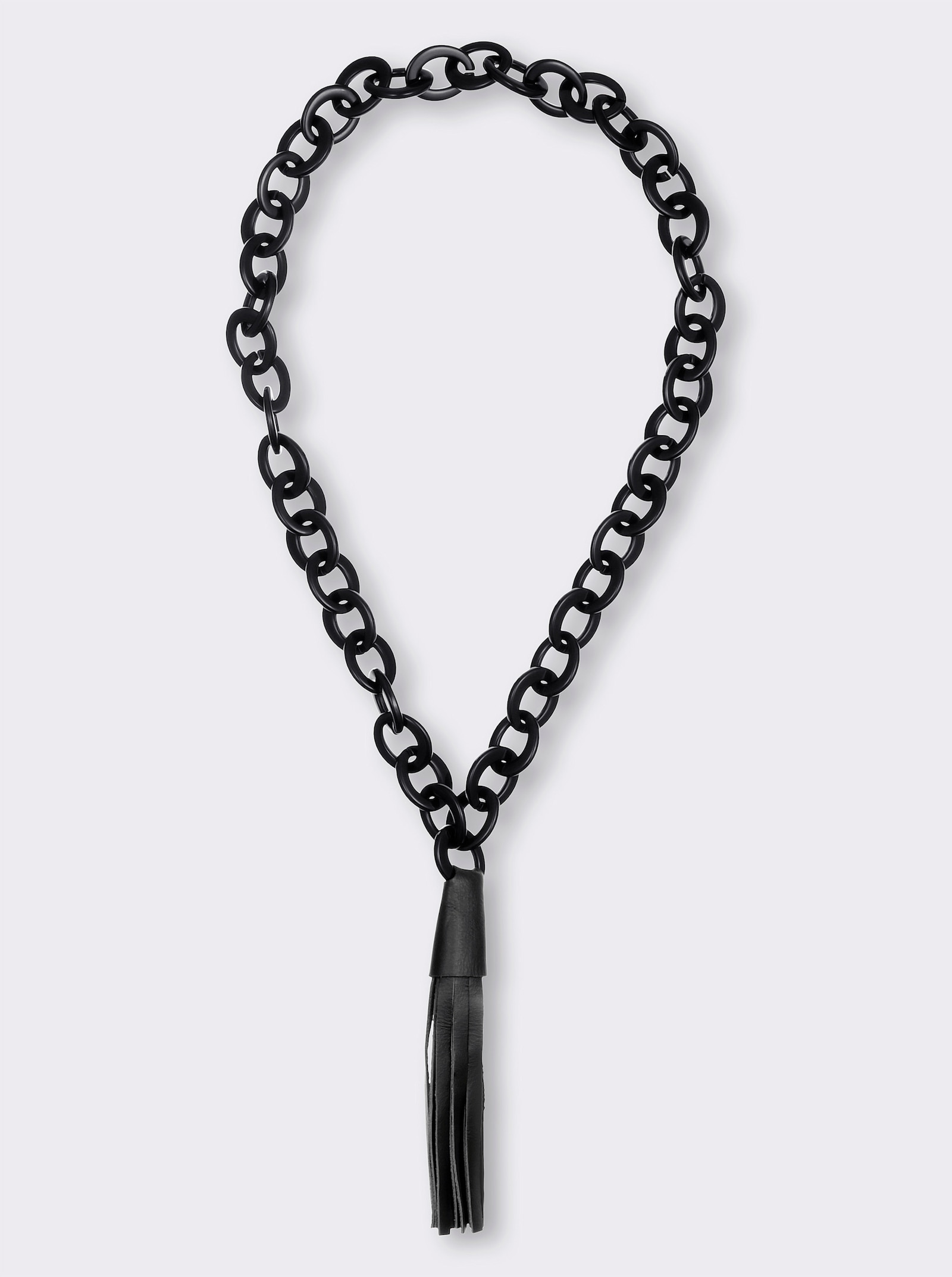 Gliederkette mit Lederquaste - schwarz