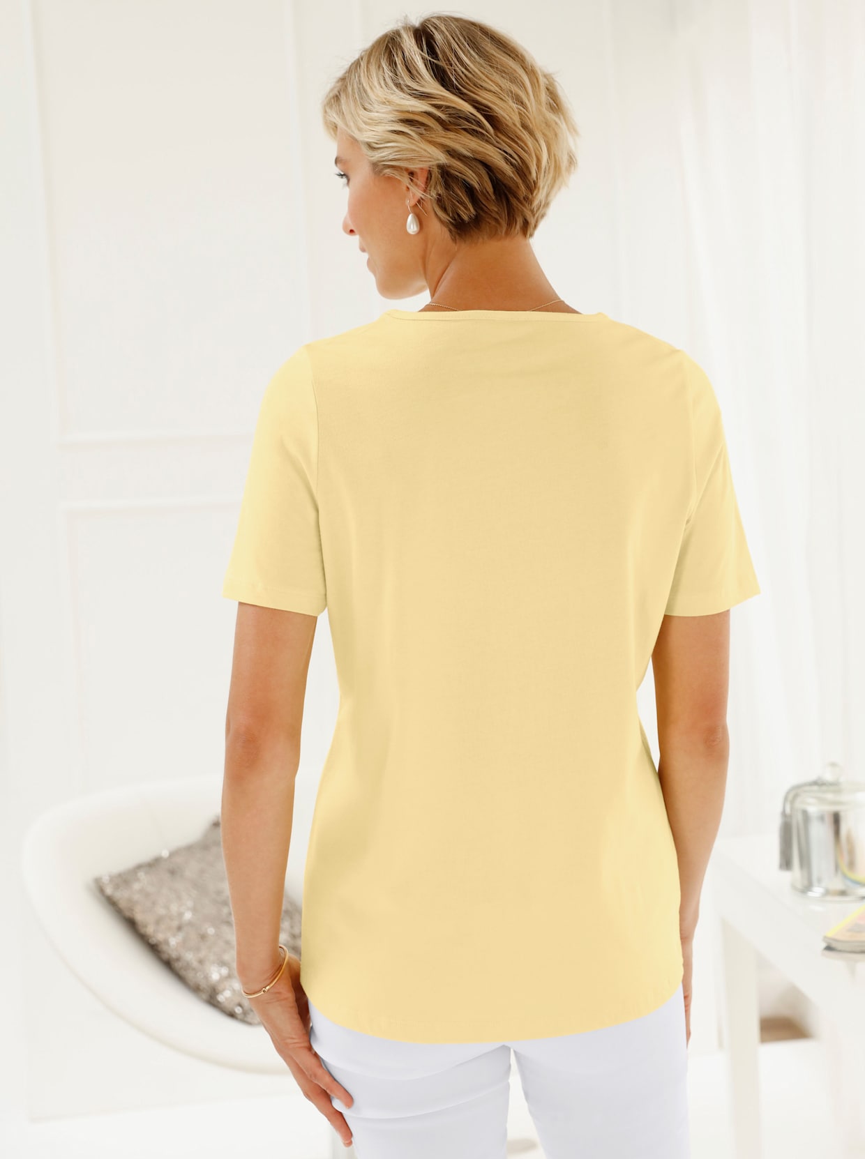 Shirt met ronde hals - geel