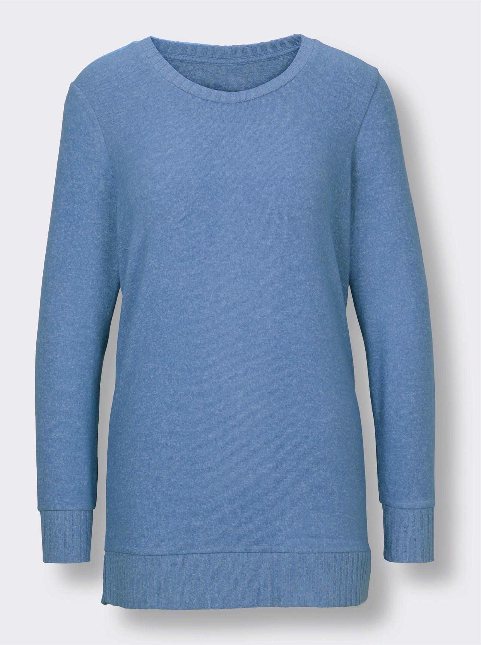 Langarmshirt - mittelblau-meliert