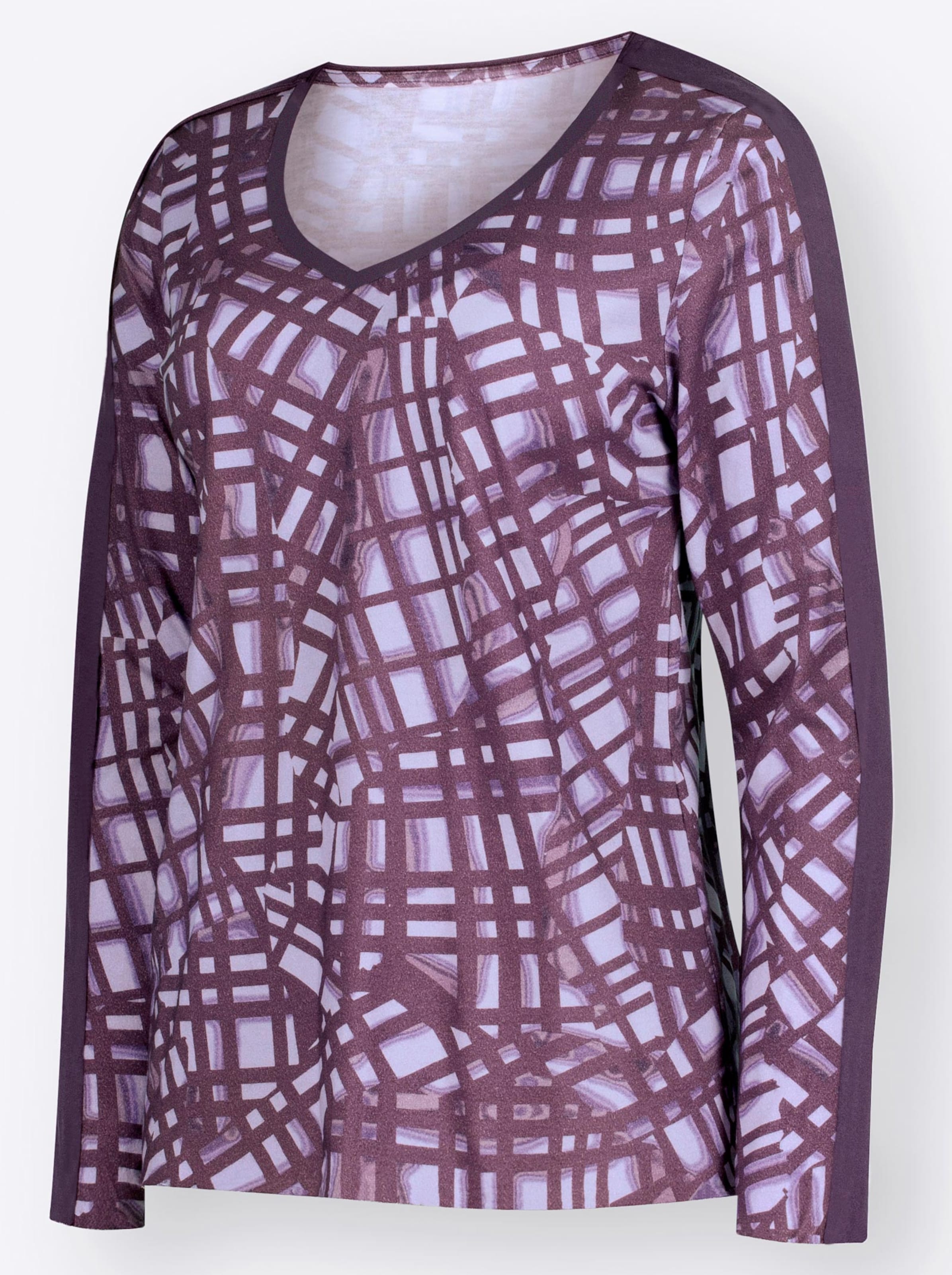 Damenmode Shirts Langarmshirt in aubergine-flieder-bedruckt Damenmode Shirts Langarmshirt in aubergine-flieder-bedruckt