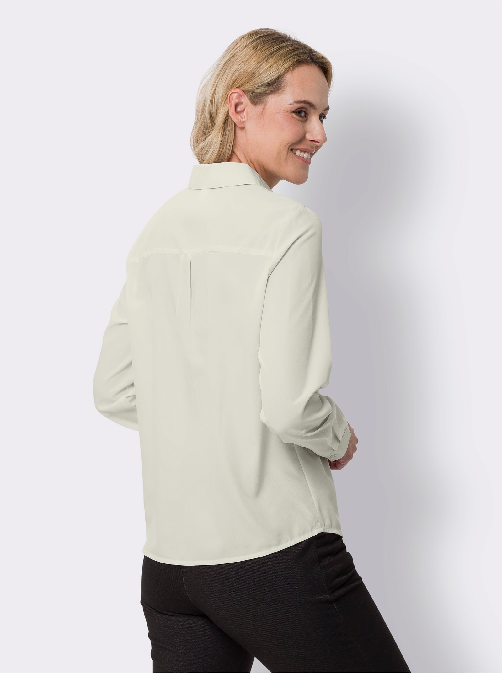 Blouse met lange mouwen en knoopmanchetten - champagne