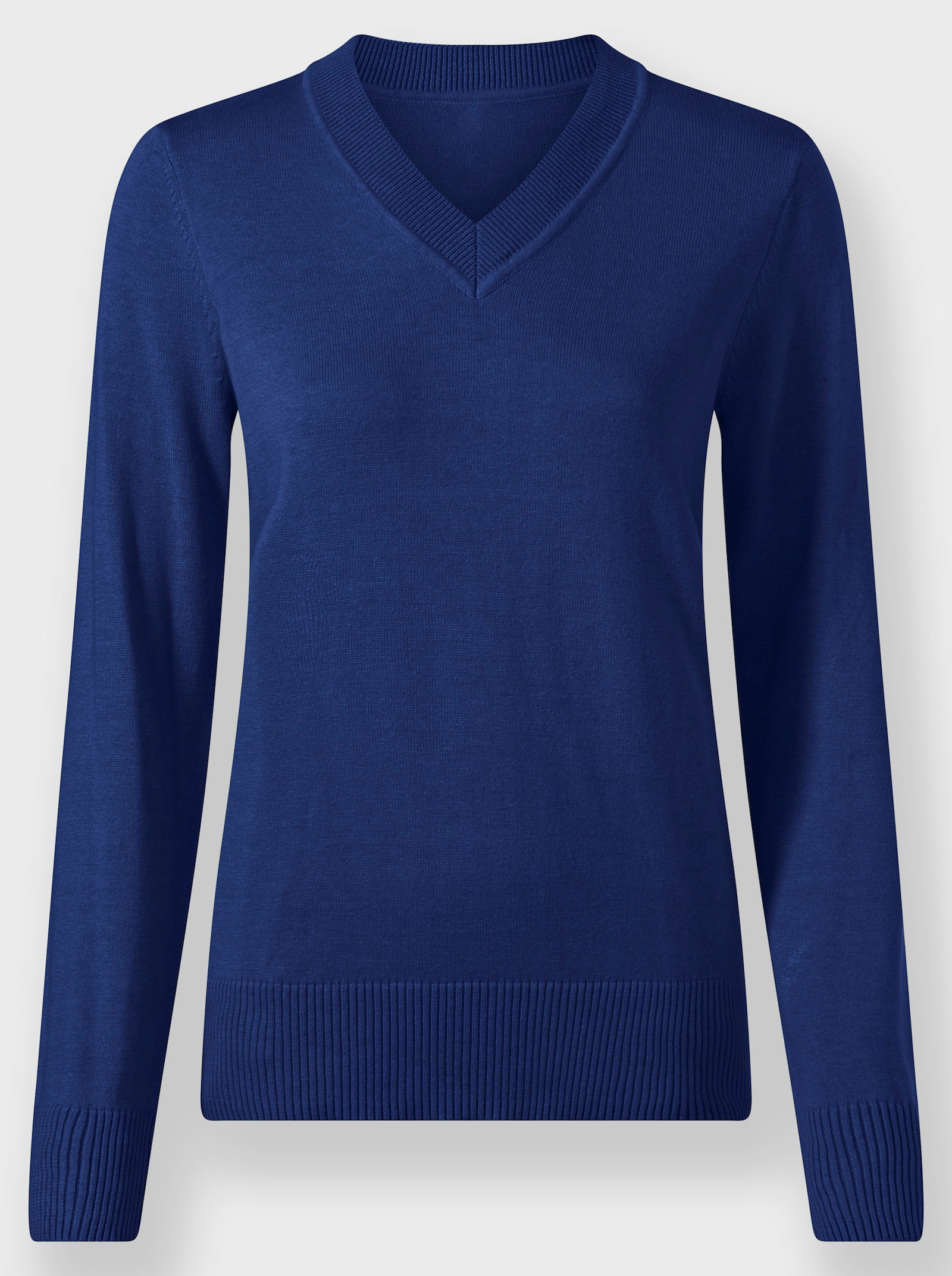 Pullover met V-hals van fijntricot - koningsblauw