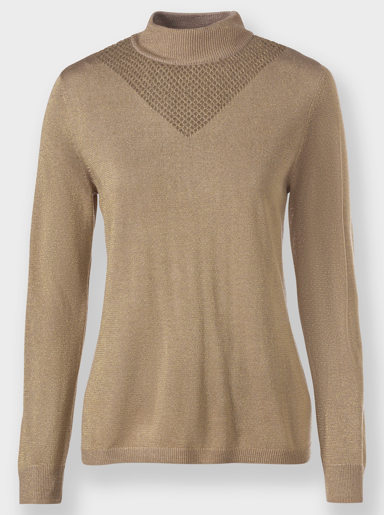 Stehkragenpullover - beige-goldfarben-meliert