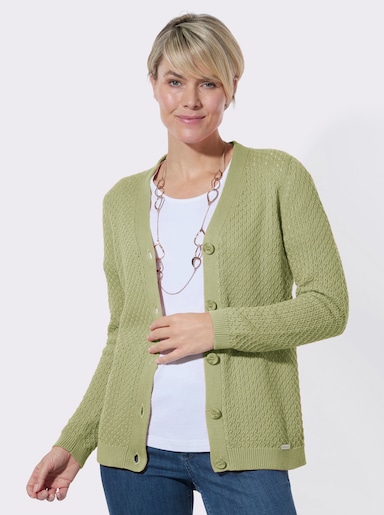 Strickjacke mit Rautenmuster - lindgrün