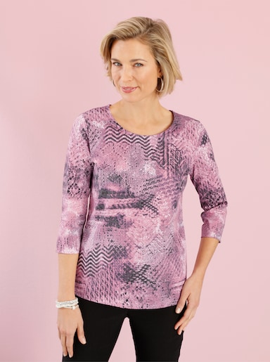 3/4-Arm-Shirt - mauve-grau-bedruckt