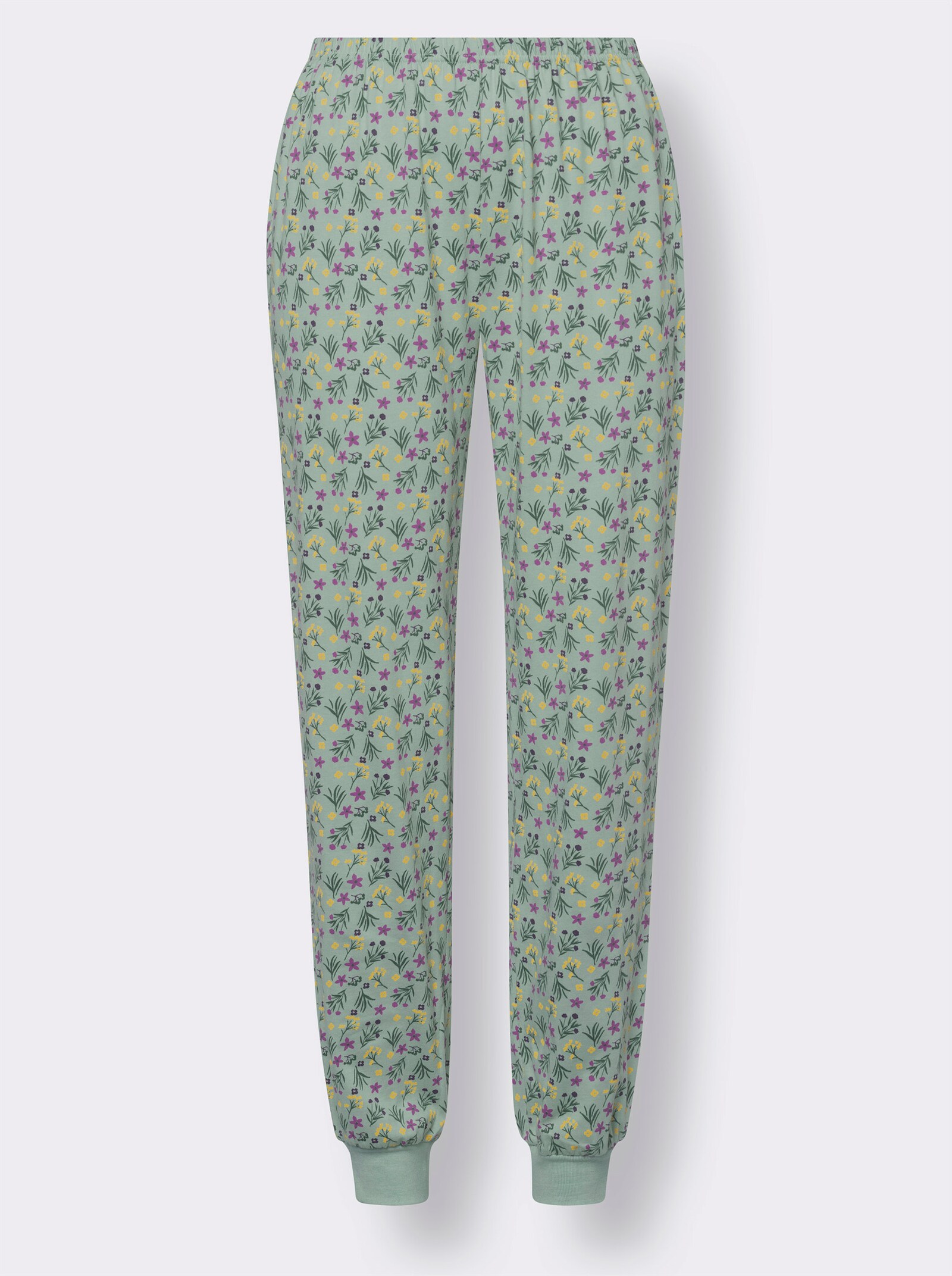 Schlafanzug mit Raglanärmeln - kalkmint-bedruckt