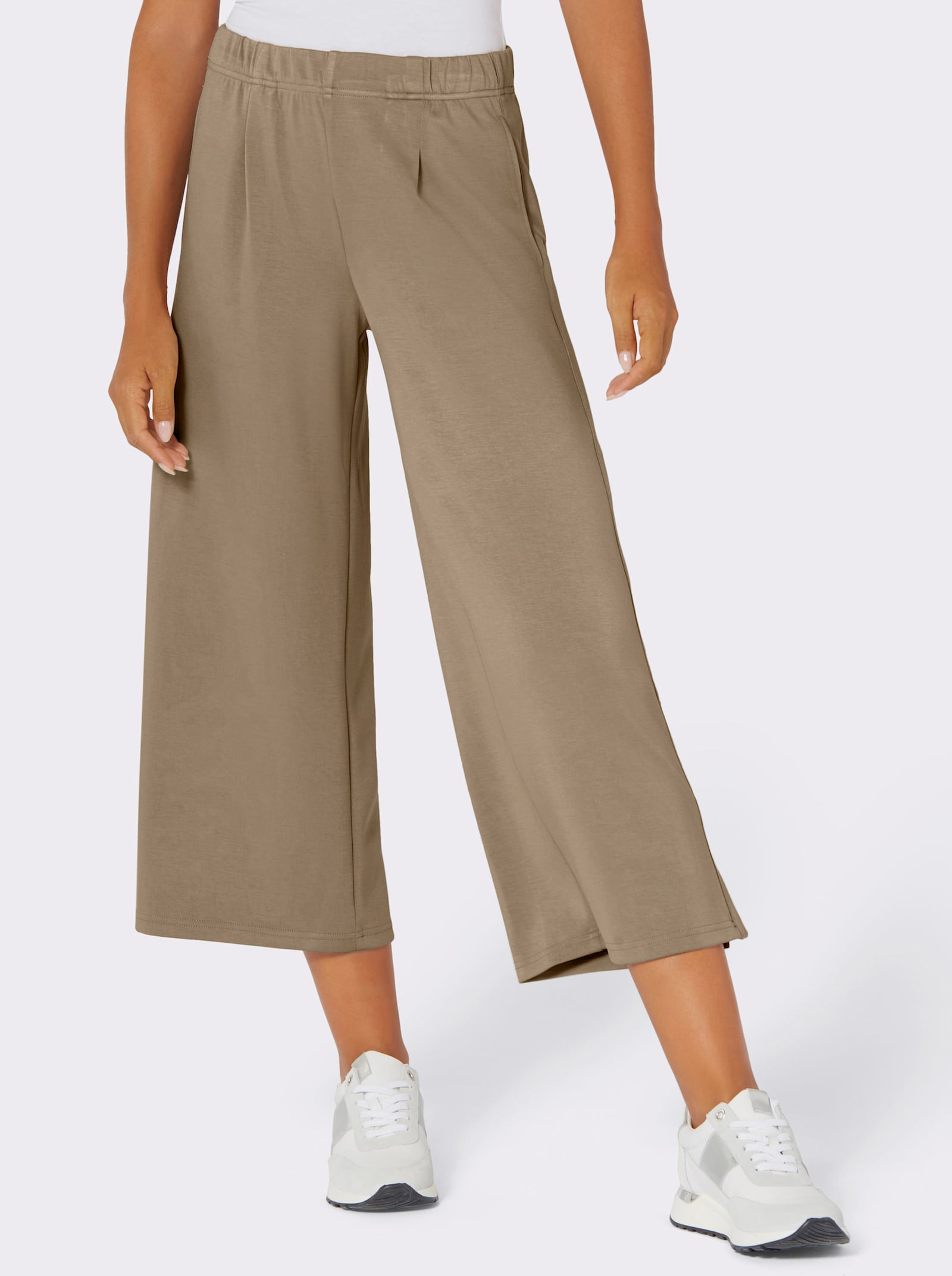 Culotte met hoge zijsplitten - leem