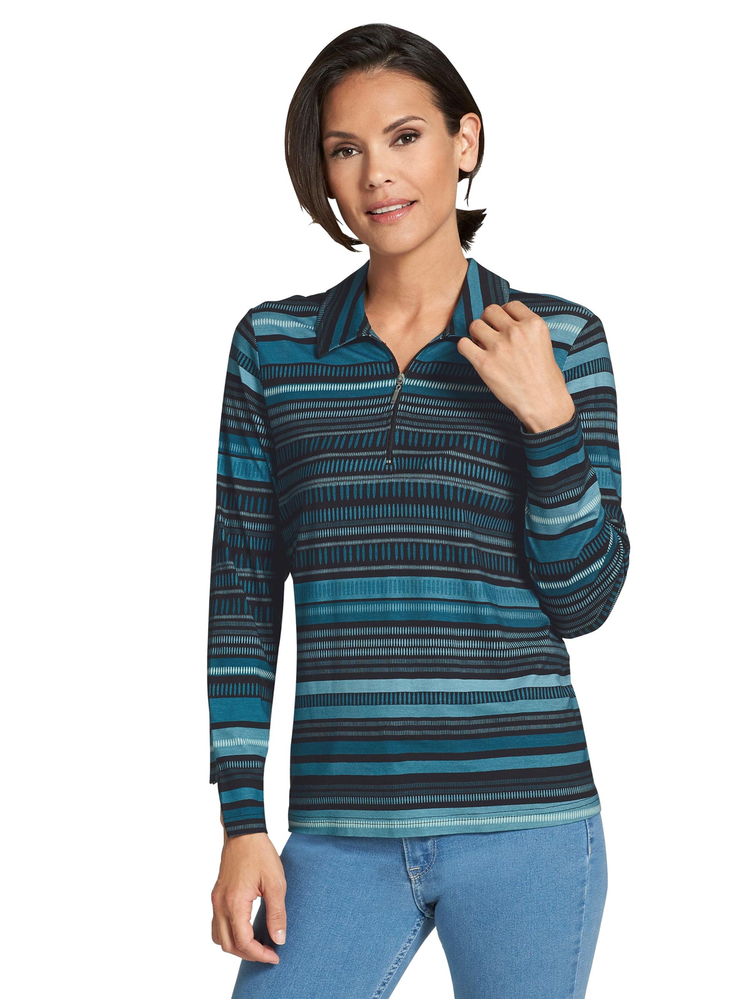 Poloshirt - petrol-geringelt