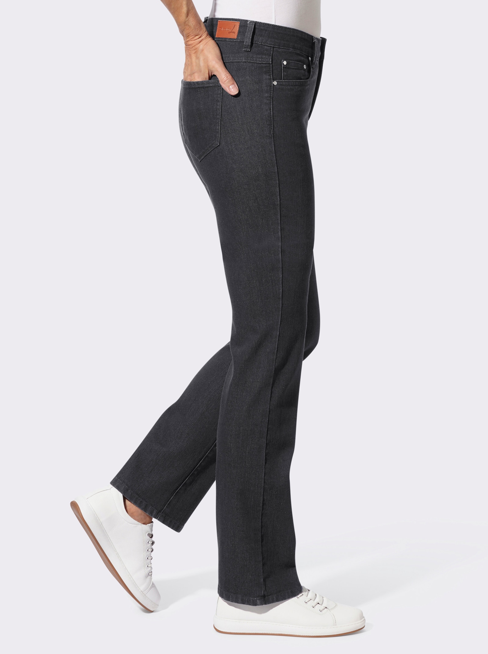 Thermojeans mit innenliegendem Dehnbund - black-denim