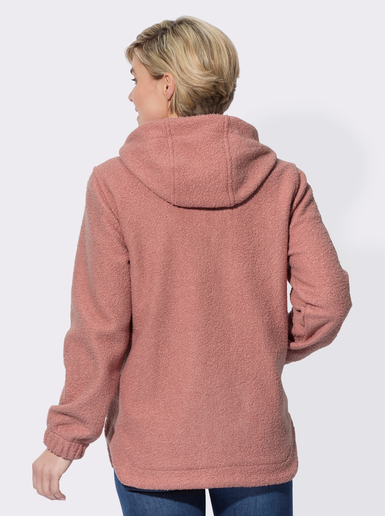 Boucléjacke mit schrägen Leistentaschen - rosenholz