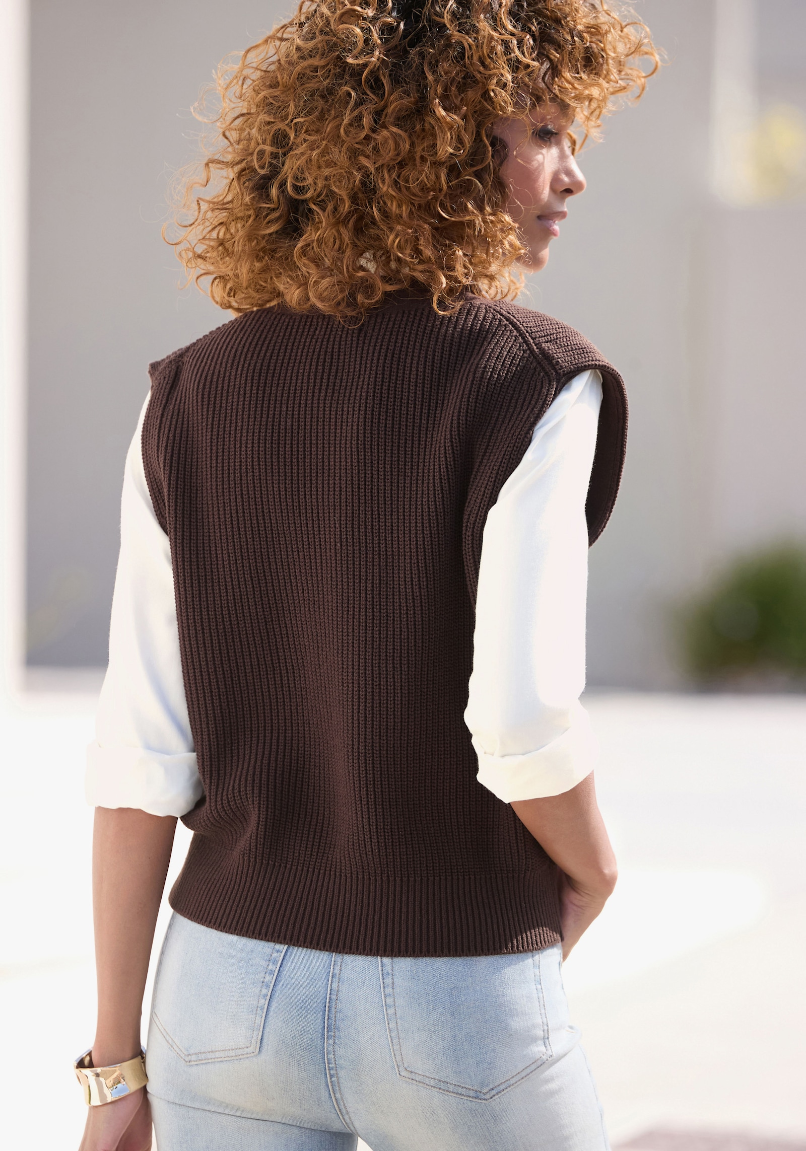 LASCANA Strickweste - dunkelbraun