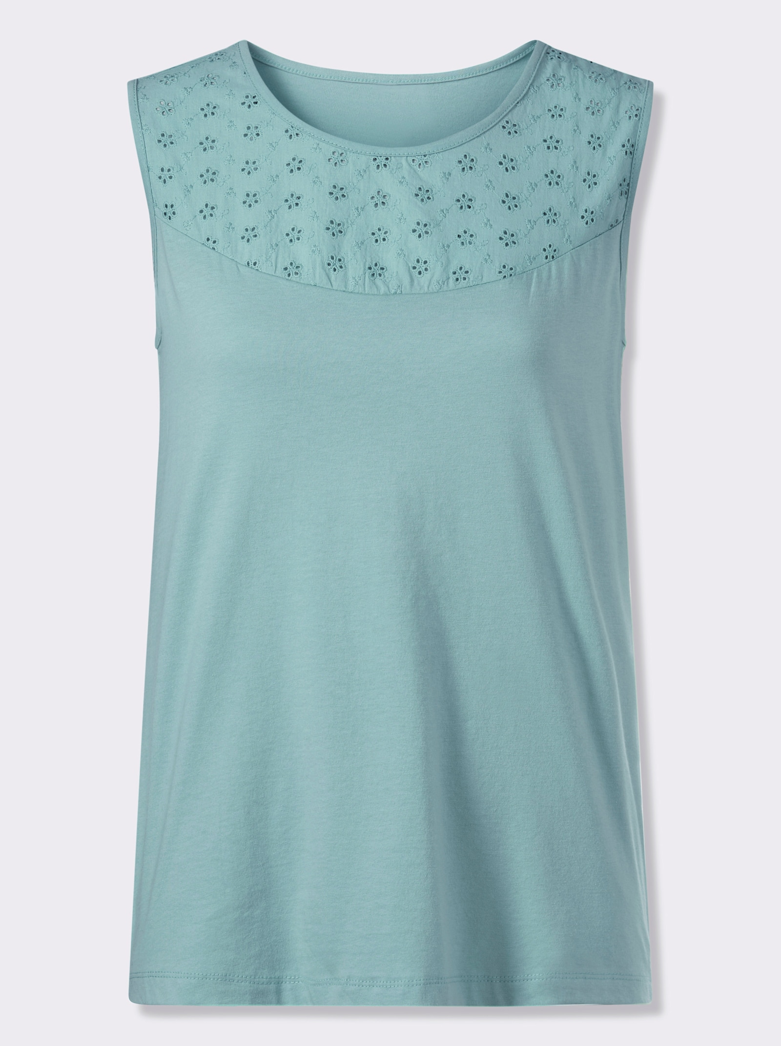 Top s děrovanou výšivkou - šalvějová