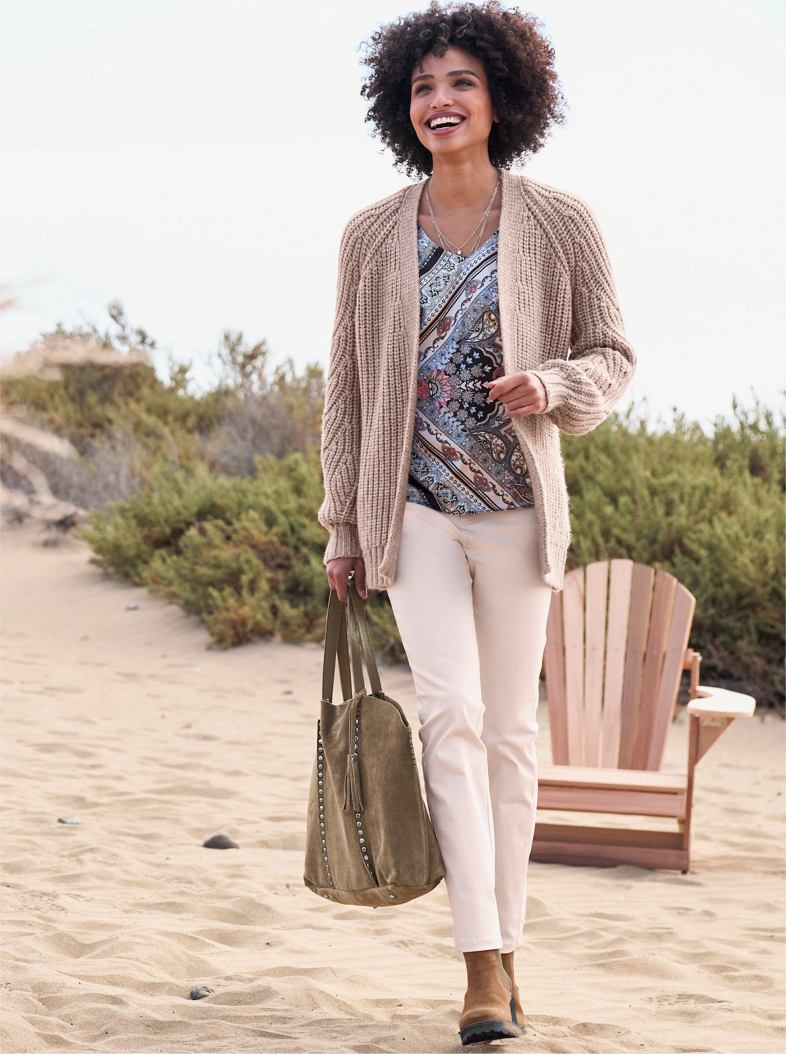 heine Pantalon avec boutons décoratifs - café au lait