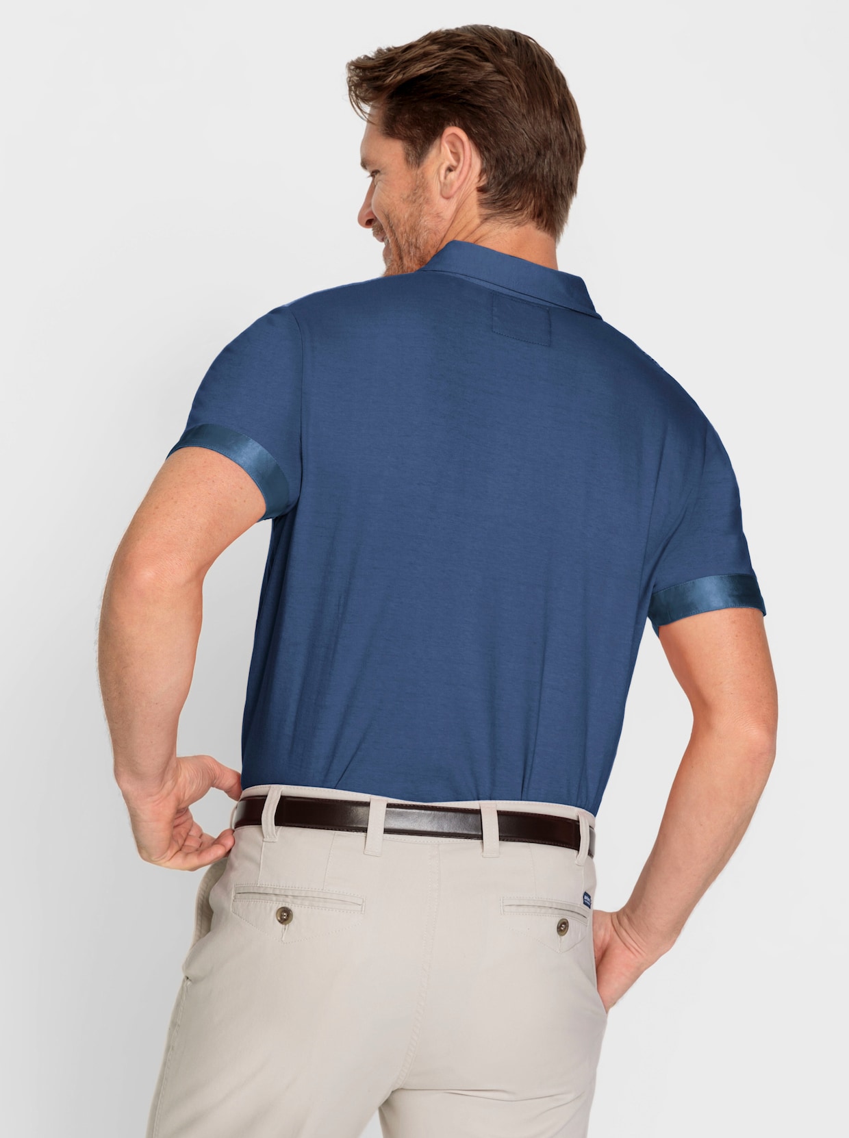 Marco Donati Poloshirt met korte mouwen - jeansblauw