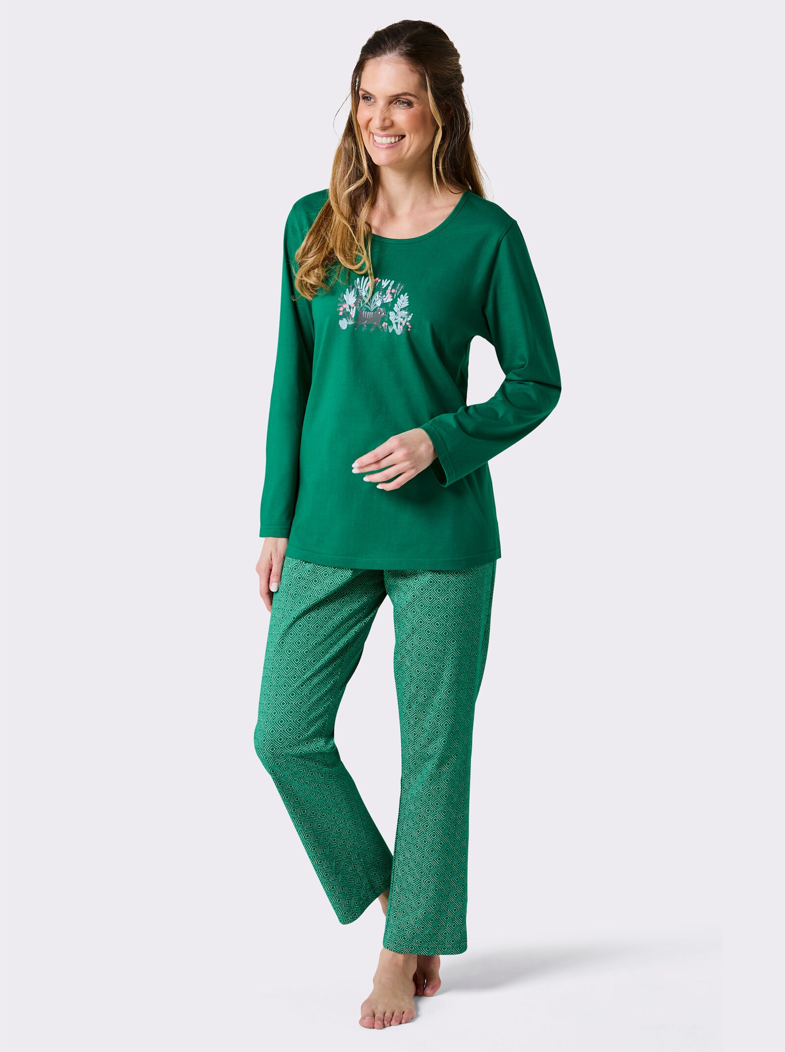 Comtessa Pyjama's - groen + lichtgrijs