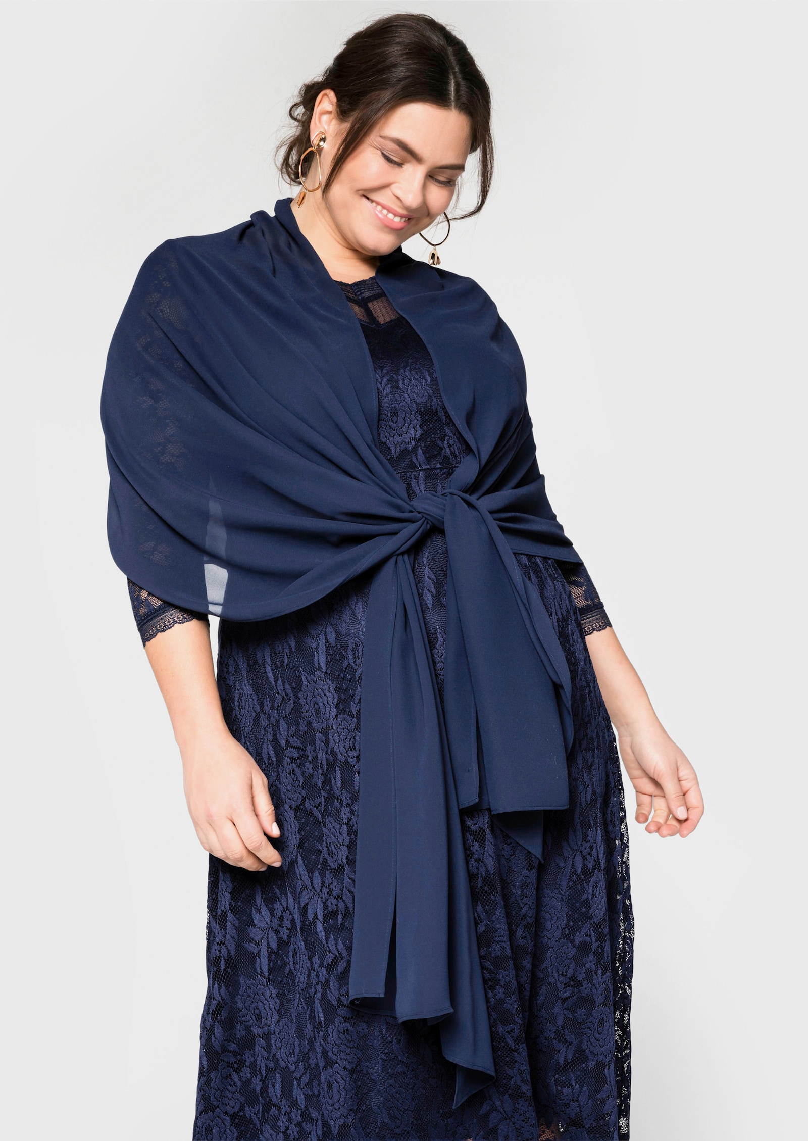 sheego Stola aus Chiffon - marine