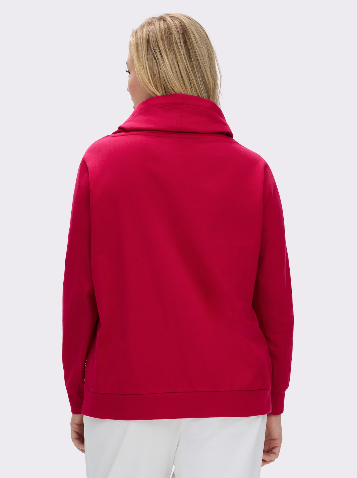 Sweatshirt mit Känguru-Taschen - rot-ecru-meliert