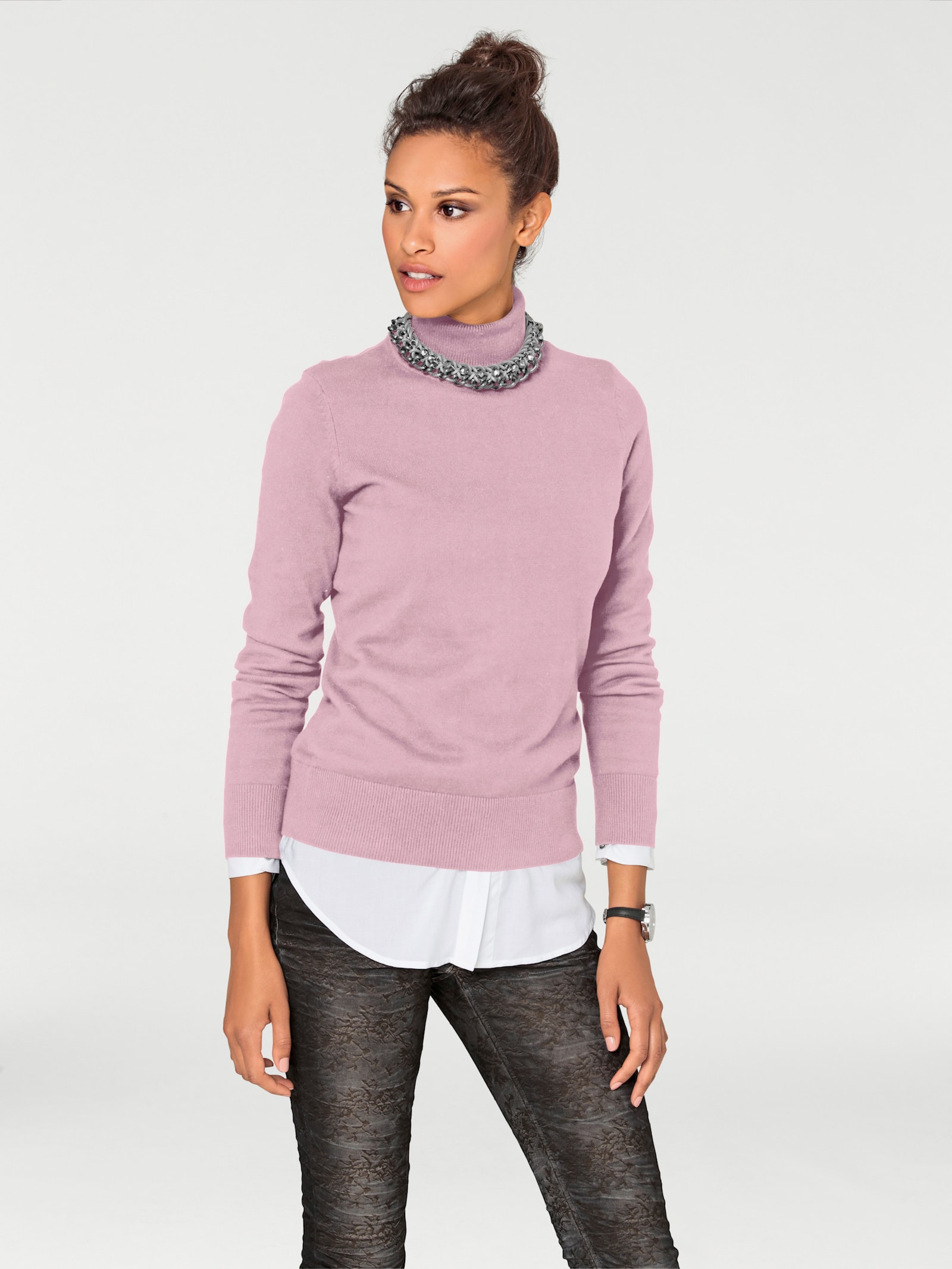 heine Rollkragenpullover in Feinstrick-Qualität - rosé