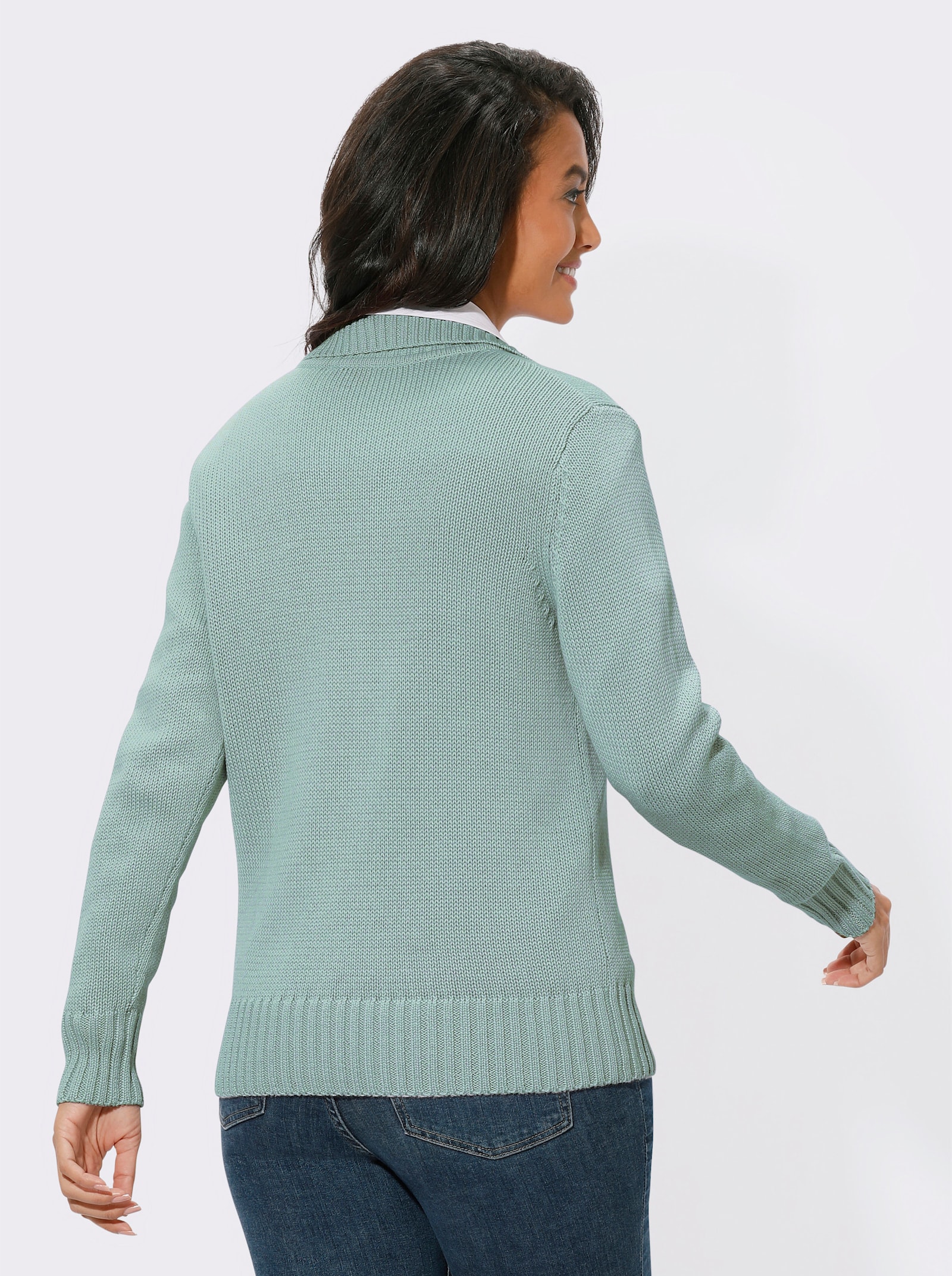 Strickjacke mit 2-Wege-Reißverschluss - kalkmint