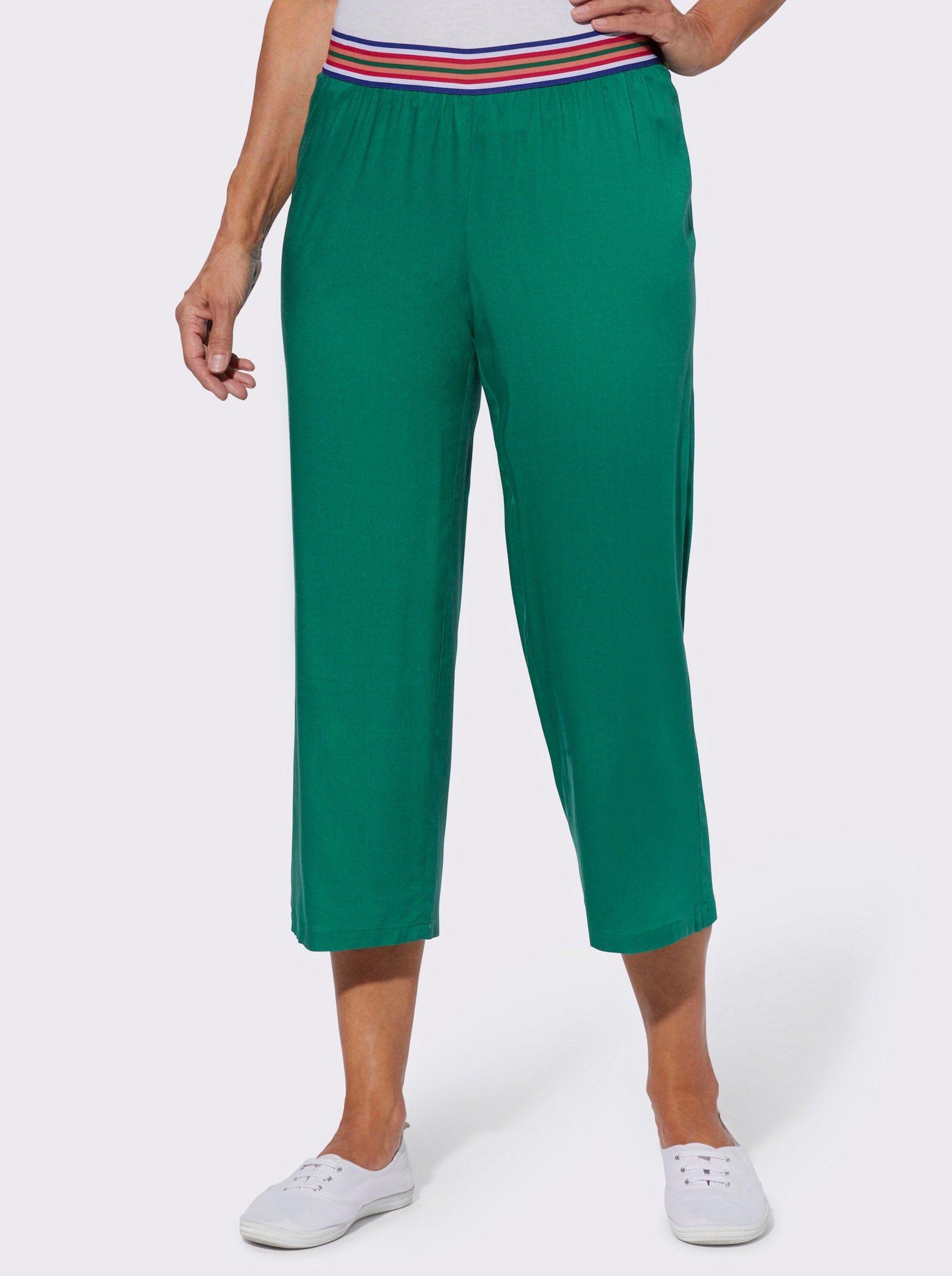 Comfortbroek met gestreepte comfortband - groen