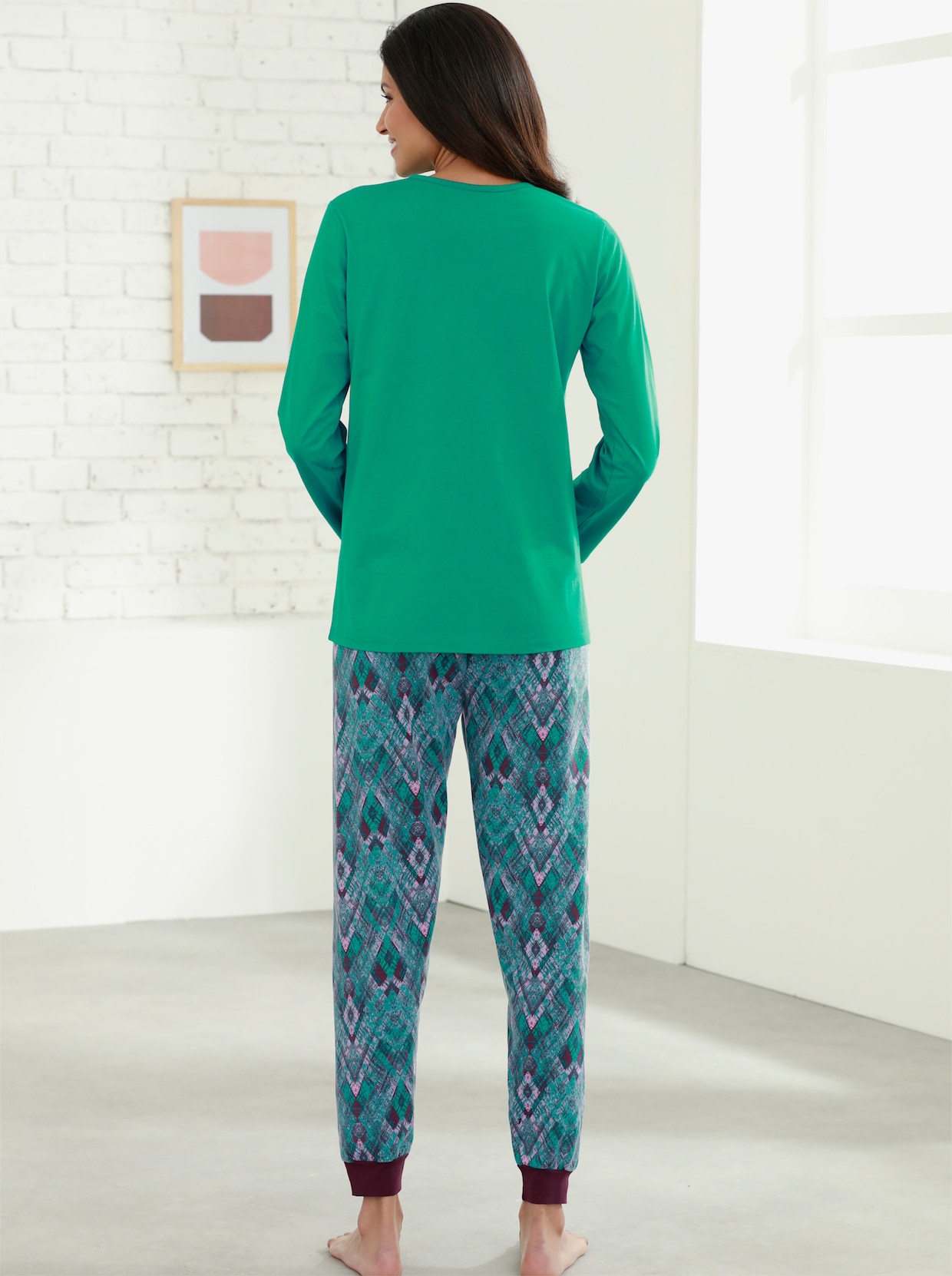 Pyjama-Broek - smaragdgroen geprint
