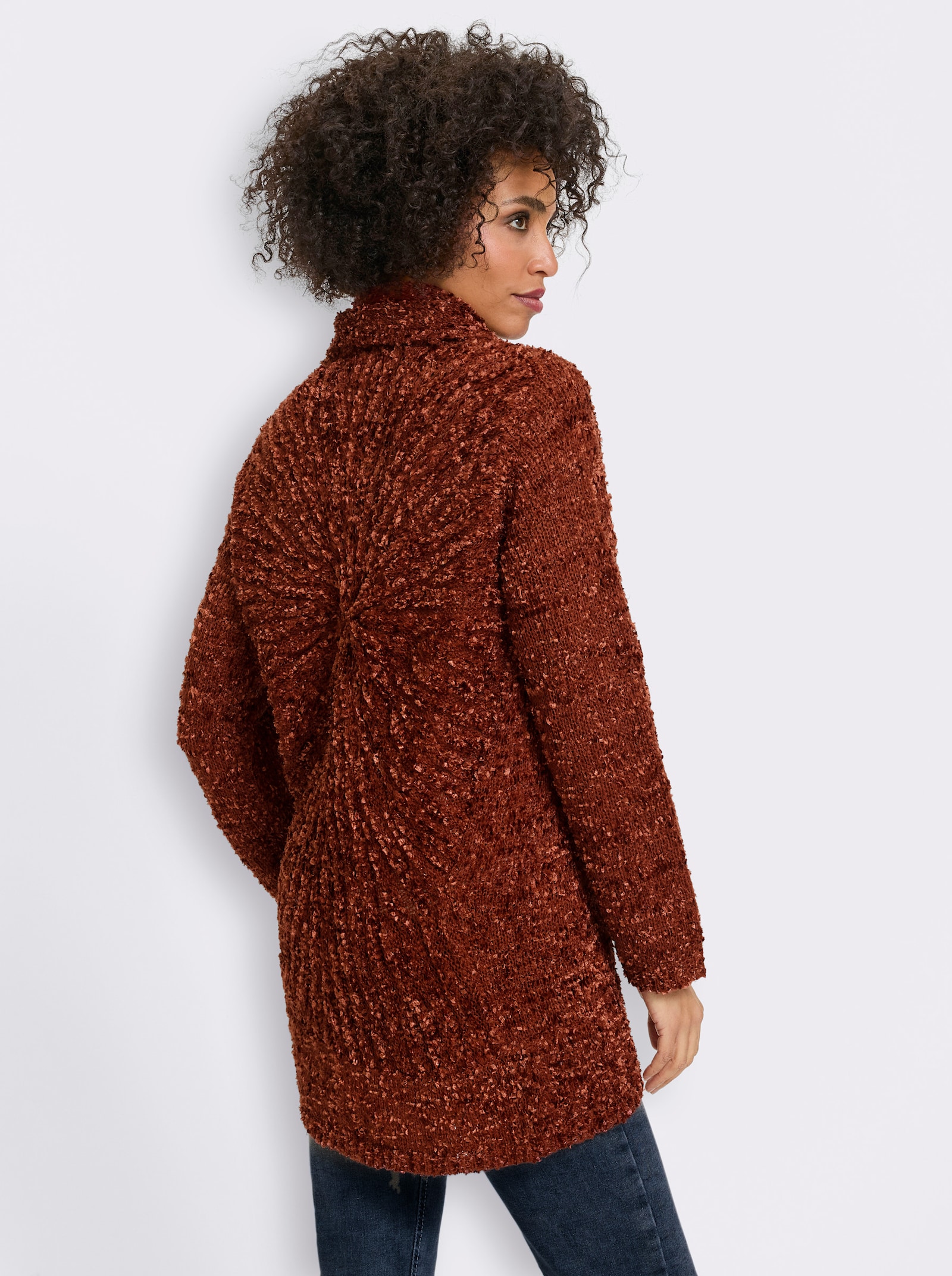 heine Longstrickjacke aus Chenille - rotbraun