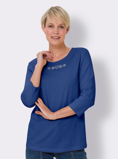 3/4-Arm-Shirt mit Ziersteinchen - royalblau