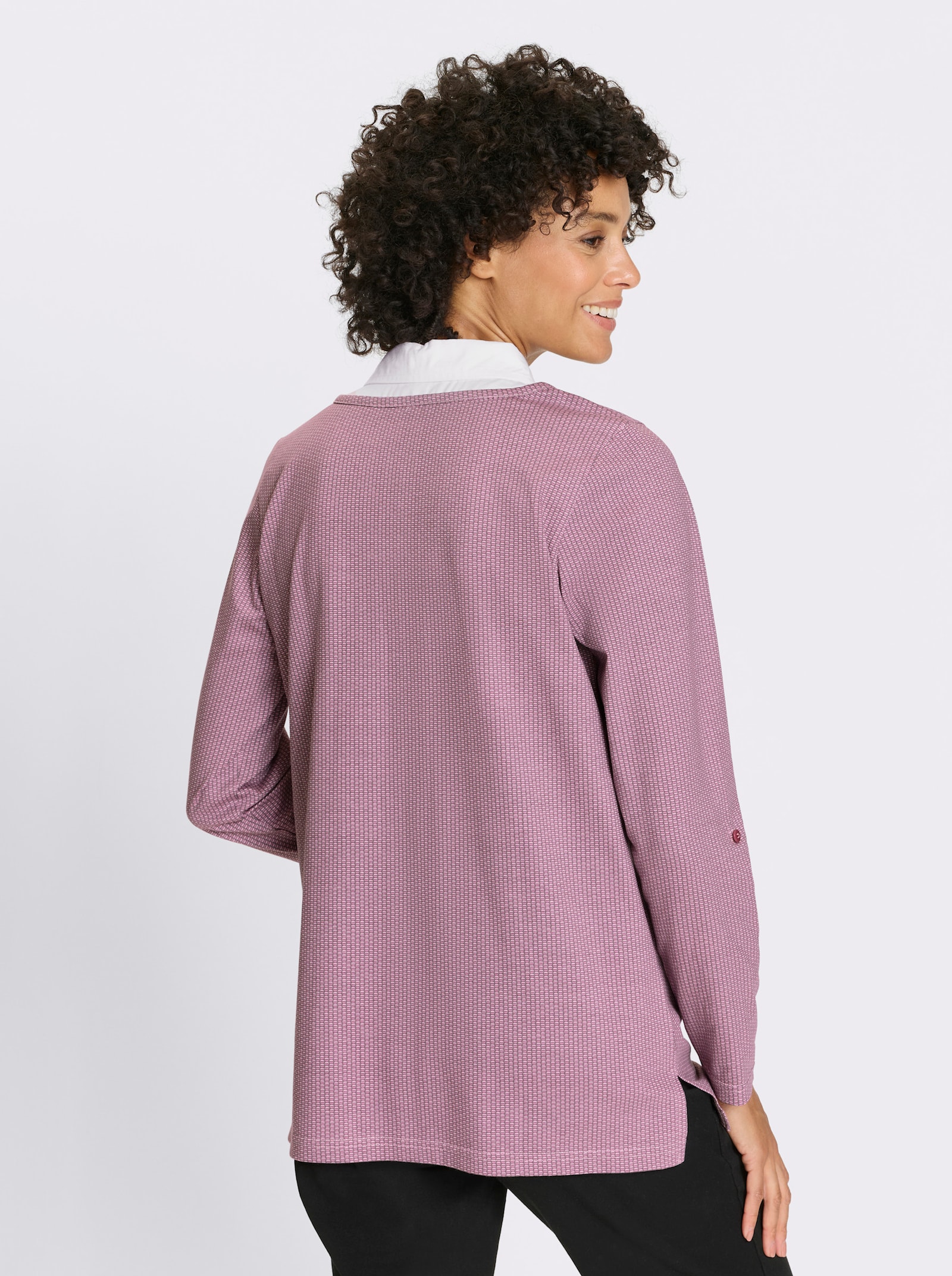 Longshirt in 2-in-1-Optik - rosé-orchidee-bedruckt