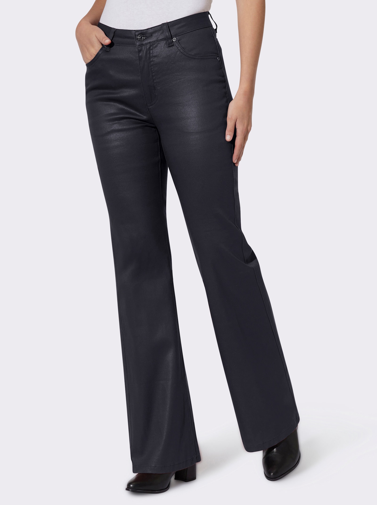heine Bootcut-Jeans in Glanz-Optik - marine