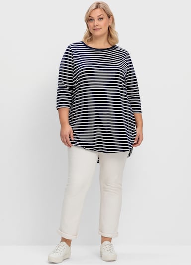 sheego Longshirt - marine-weiß