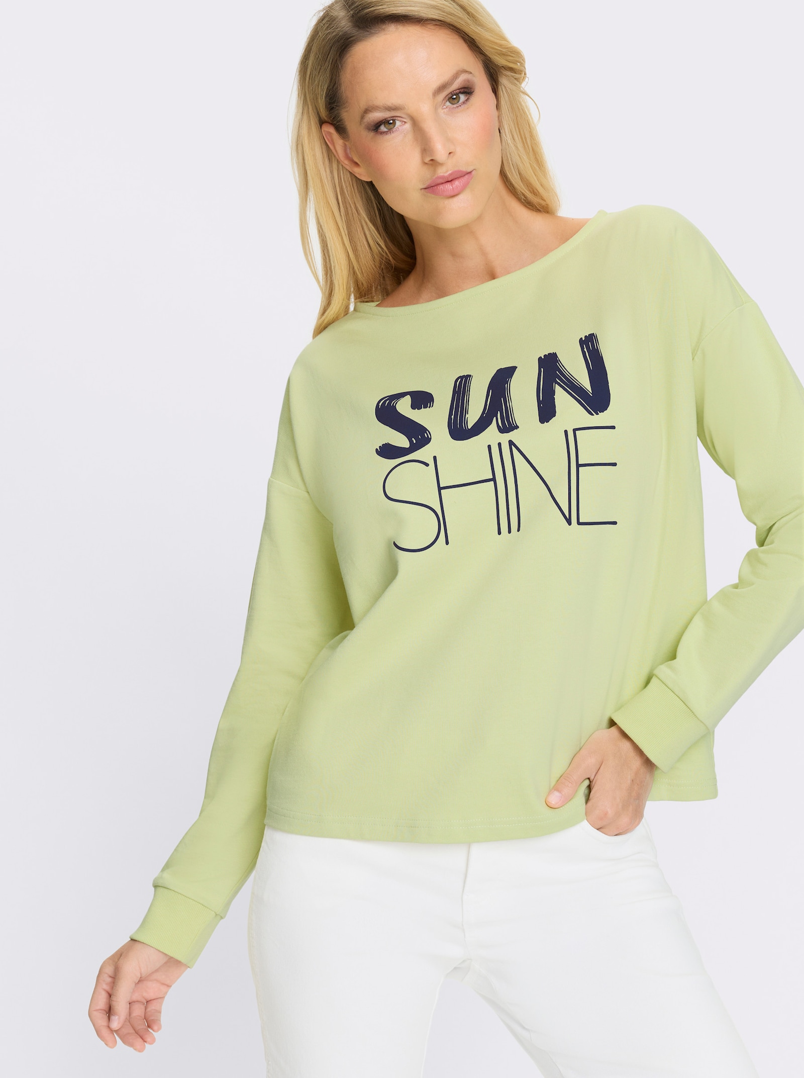 heine Sweatshirt mit Schriftzug - pistazie