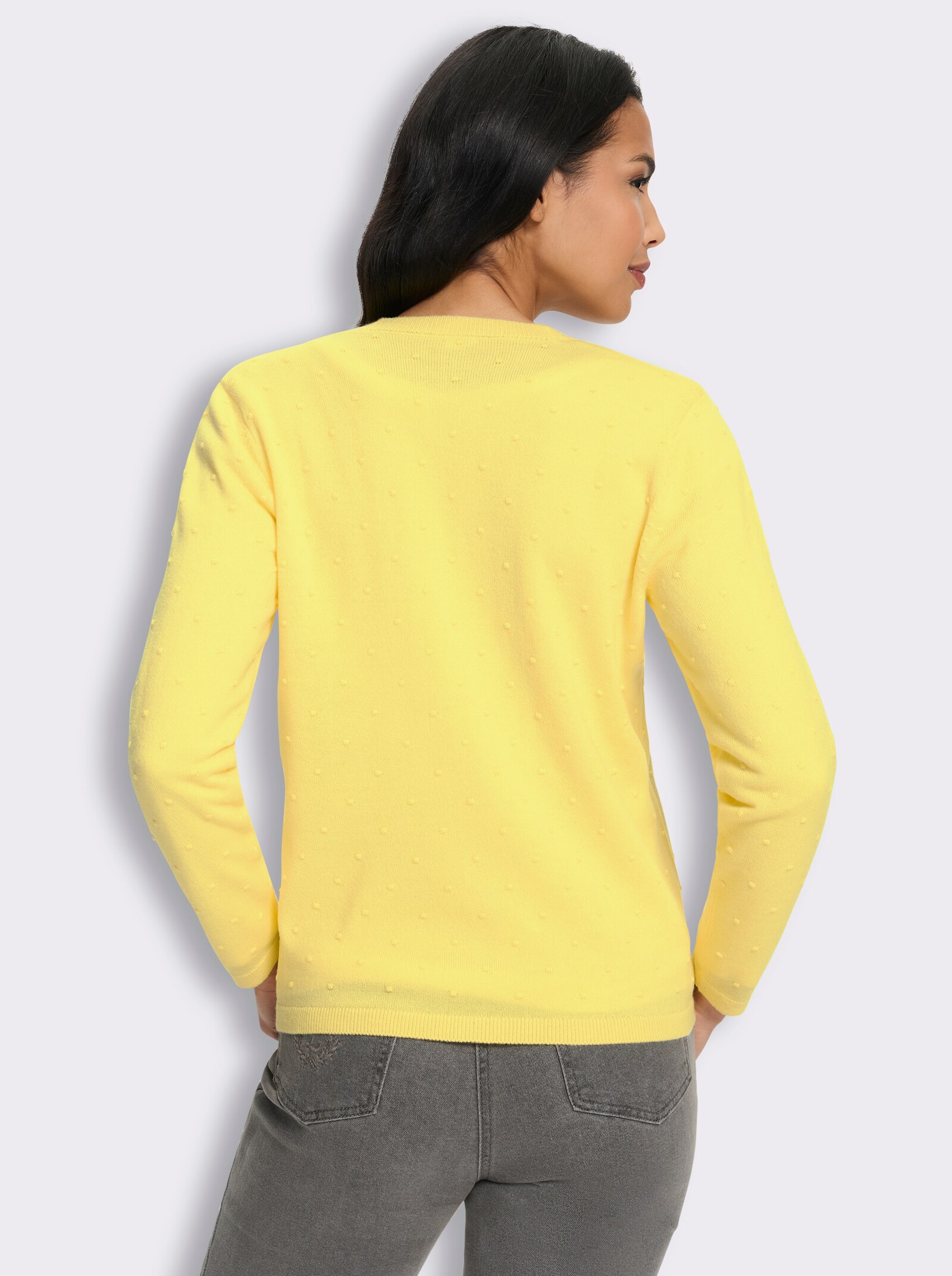 Strickjacke in 3D-Tupfen-Optik - zitrone
